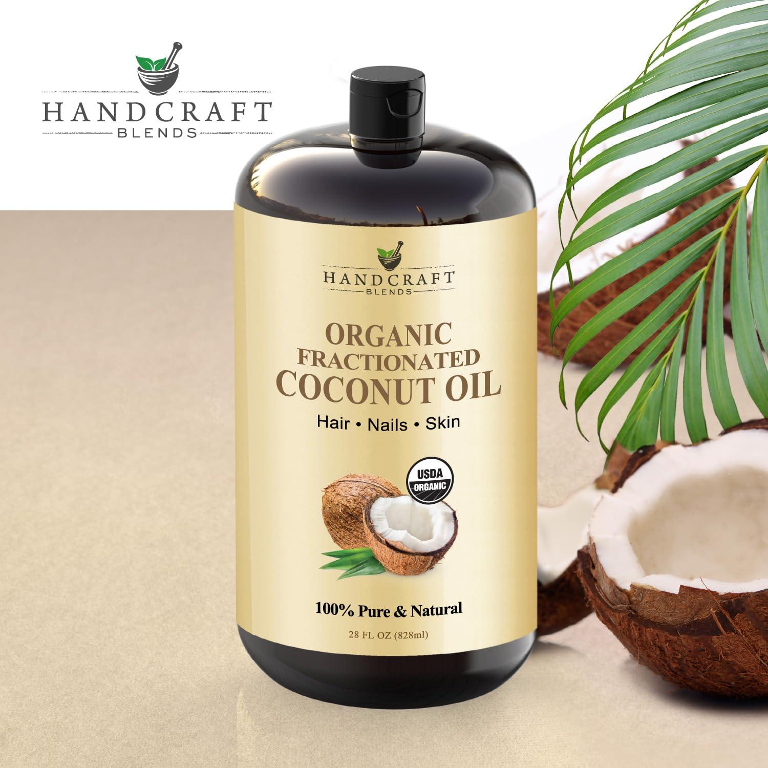 Handcraft Blends Handcraft Blends Organic Fractionated Coconut Oil - 28 Fl Oz - 100% Pure and Natural - Premium Grade Carrier Oil for Skin and Hair - Hair and Body - Massage