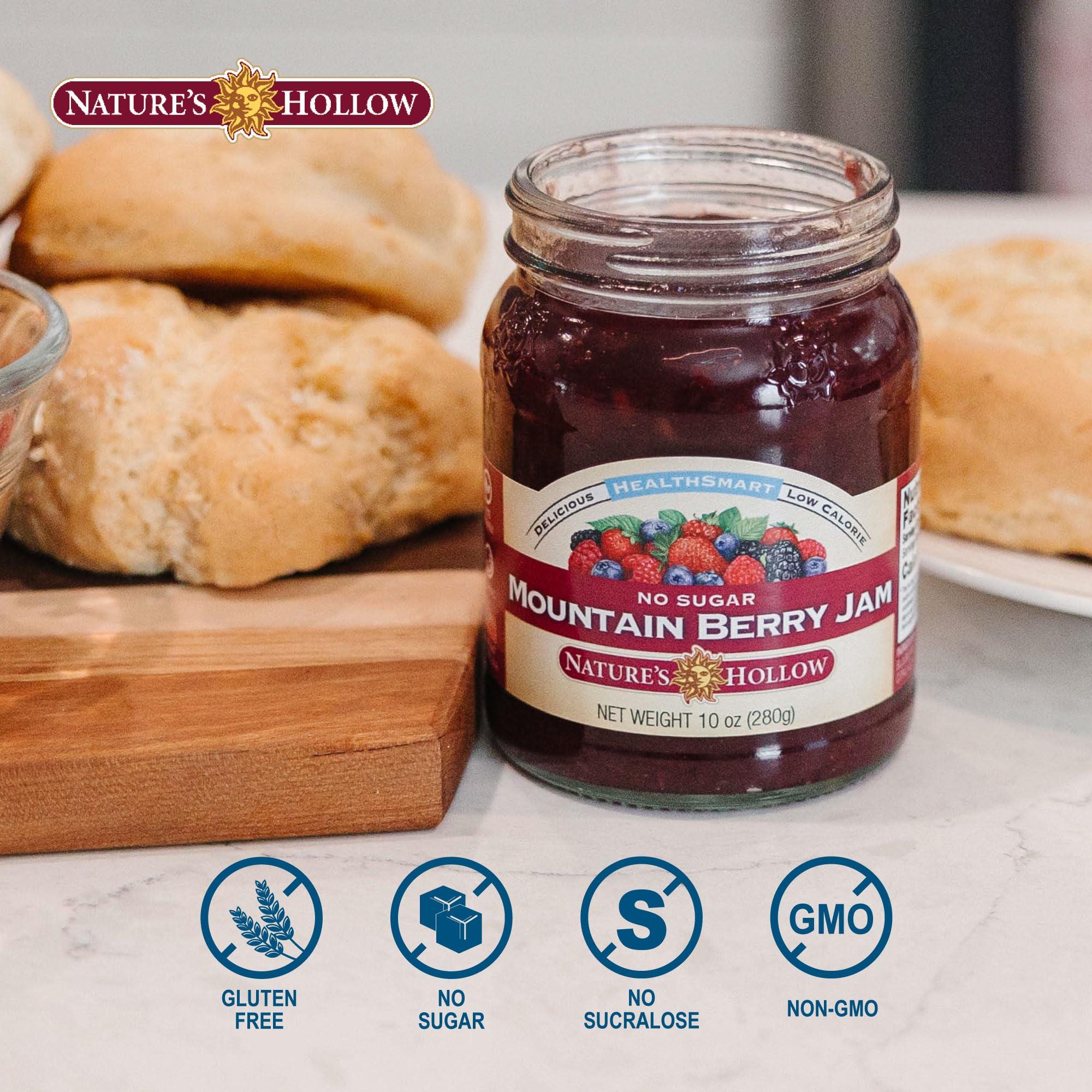Nature's Hollow Nature\'s Hollow Mountain Berry Jam: Sugar Free Jam and Preserves, Low Cal, Non GMO, Keto Jam, Vegan, Gluten Free, and Diabetic Friendly - Sugar Free Jelly - 10oz