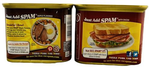 Brambo\'s Market Spam Lover\'s Breakfast Bundle: Includes Maple Flavored Spam and Spam Made with Real Bacon and 1 Reusable Bag for Leftovers or Storage.