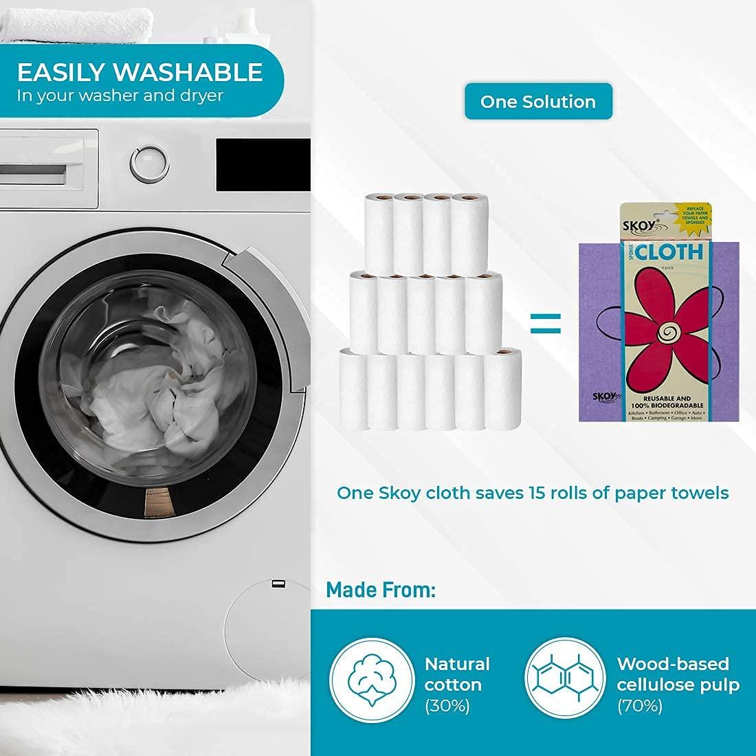 Skoy Skoy Cloth, 8-Pack Versatile Swedish Dishcloths for Kitchen and Household Use, Reusable Cleaning Cloths, Eco-Friendly, Dishwasher and Dryer-Safe, Assorted Colors