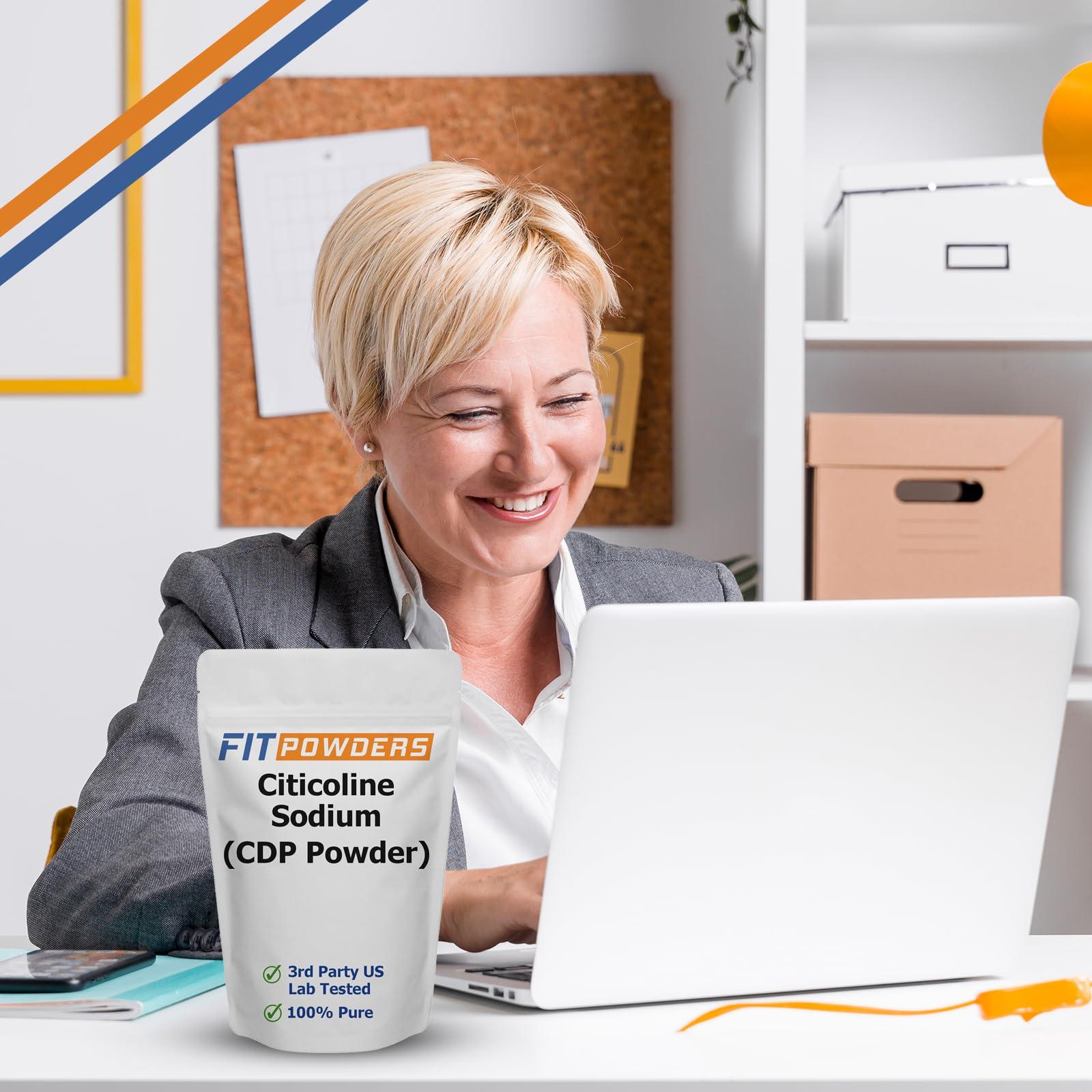 FitPowders FitPowders Citicoline Powder, CDP Choline Powder 100% Pure with Scoop, Non-GMO, Cognitive Supplement for Memory and Learning (100 Grams)