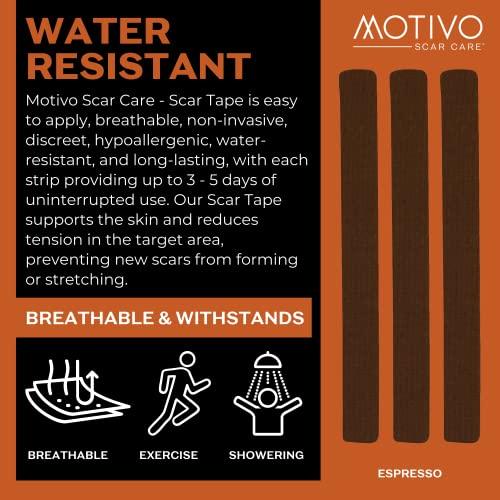 Motivo Scar Care Motivo Advanced Scar Care Bundle: Scar Tape & Roller Serum (10ml) | Water & Sweat Resistant, Long-Lasting, Suitable for All Skin Types | Ideal for Surgical, C-Section, Trauma, & Acne Scars | Espresso