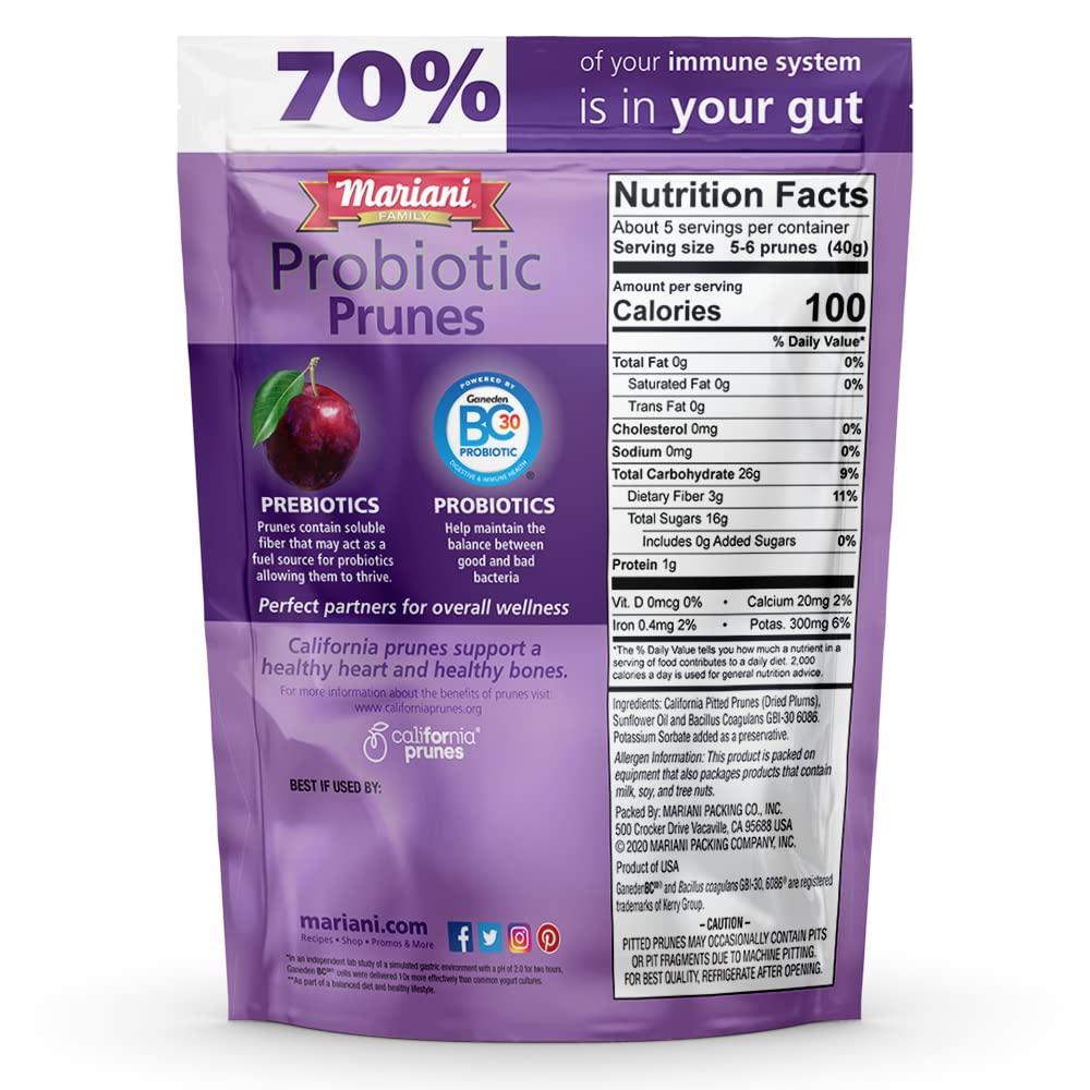 Mariani Premium Mariani Probiotic Pitted Prunes, 7 oz - Resealable Bag, Dried Pitted Plums, High Fiber, Supports Digestive Health