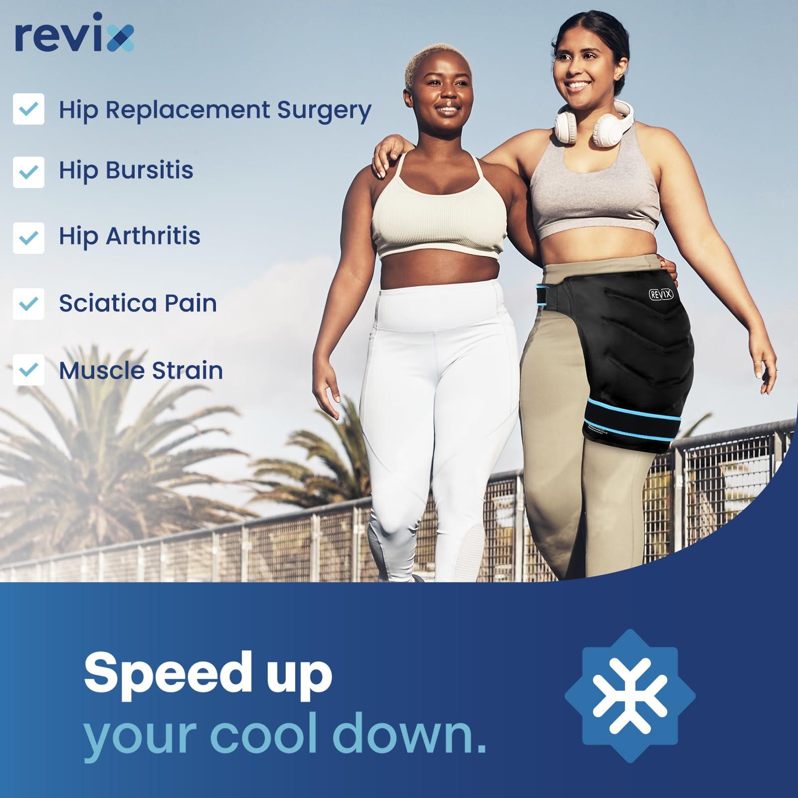REVIX REVIX Extra Large Hip Ice Pack Wrap After Surgery, Reusable Gel Cold Pack for Hip Replacement Recovery, Sciatic Nerve, Cold Therapy Hip Flexor Compression Wrap, Black