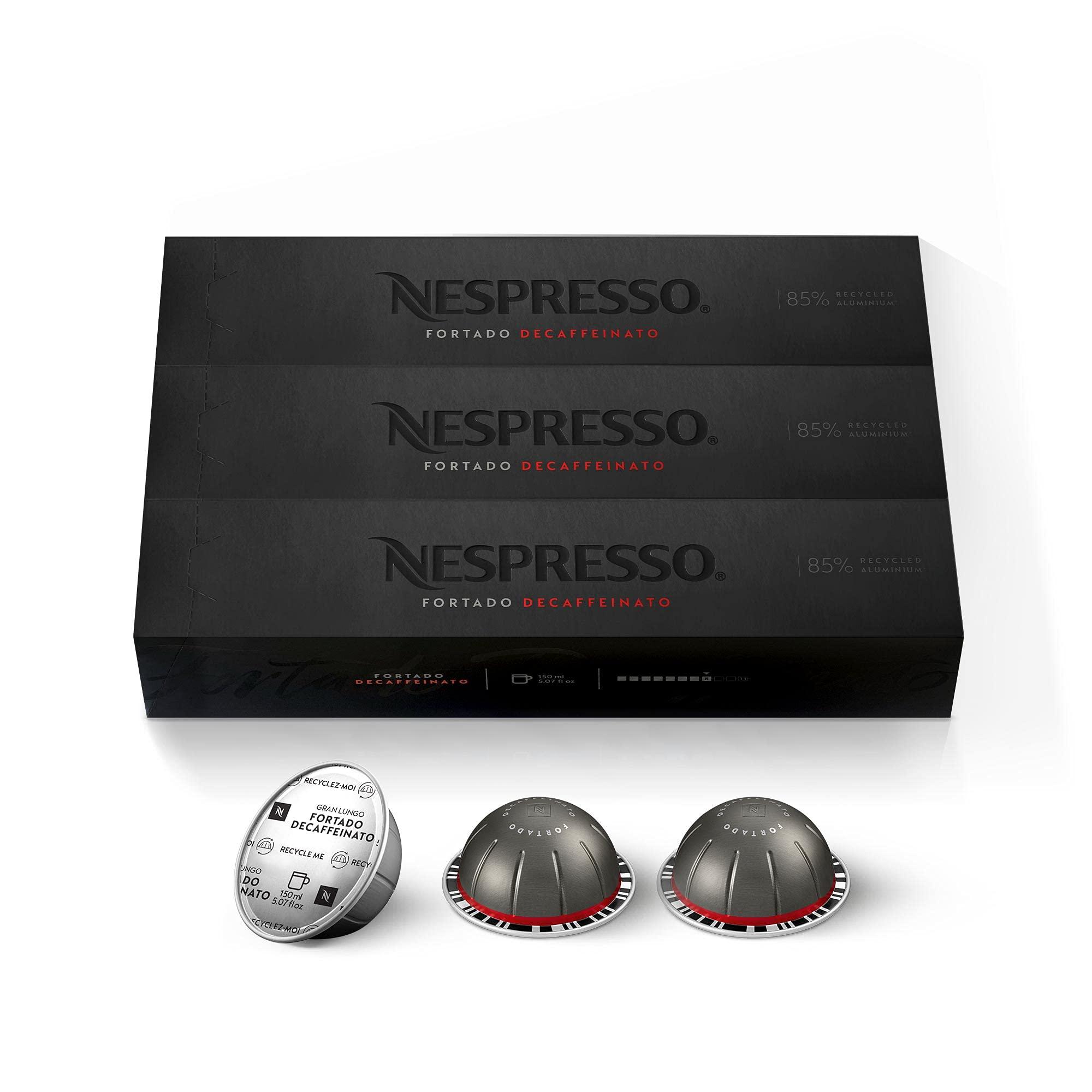 Nespresso Nespresso Capsules Vertuo, Fortado Decaffeinato, Gran Lungo, 30-Count Coffee Pods, Brews 5.0 oz.