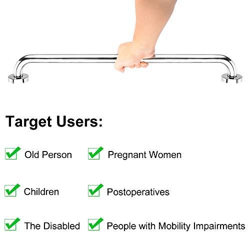 supregear supregear Bathroom Grab Bar, 24 inch 304 Stainless Steel Bathroom Safety Grab Bars Balance Grab Bar in Chrome for Bathtub Shower Toilet Kitchen Bedroom, Concealed Screw Wall Mounted