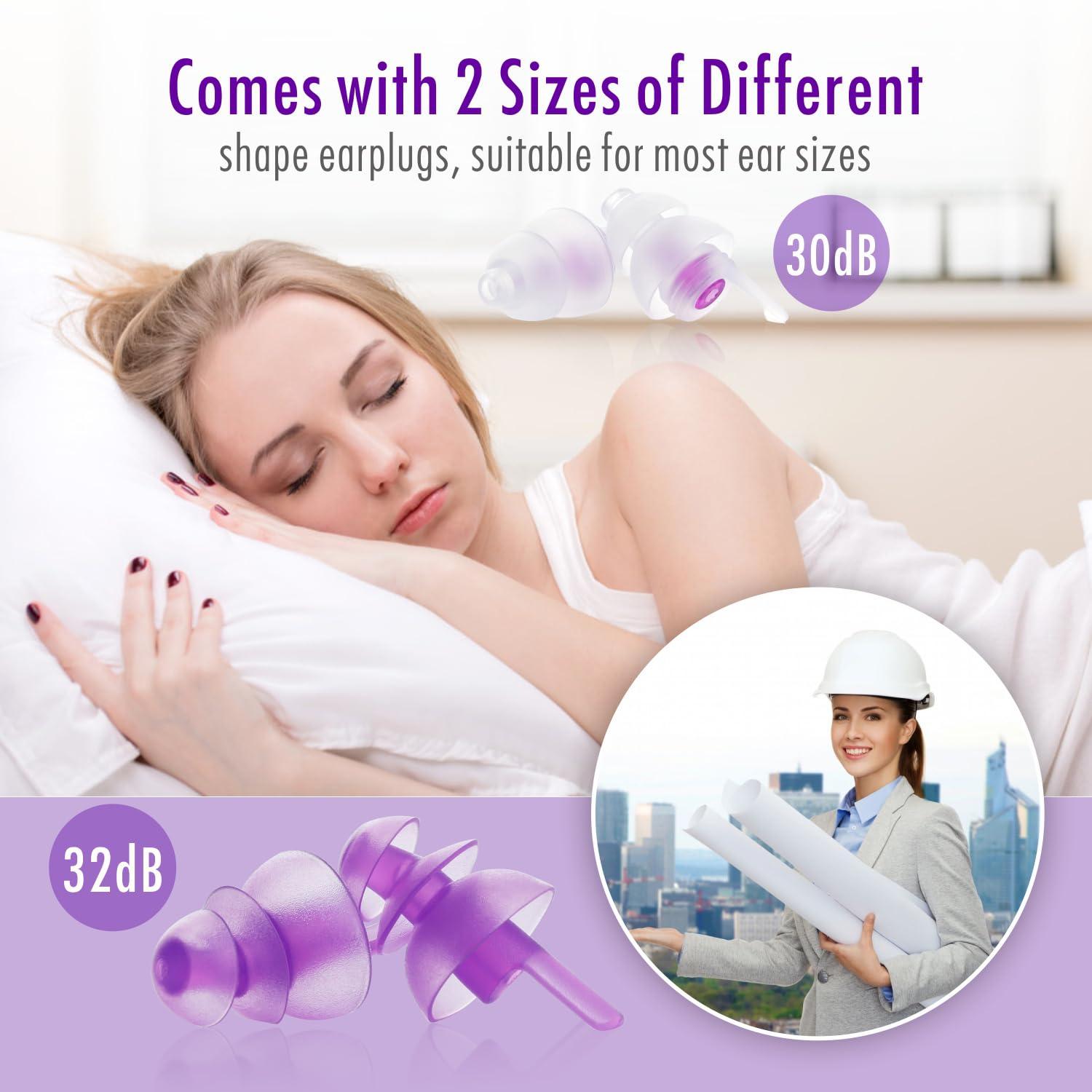 Hearprotek Hearprotek Sleeping Ear Plugs, 2 Pairs Ear Plugs (32db & 30db) Ultra Soft Noise Reduction and Hearing Protection earplugs for Side Sleepers