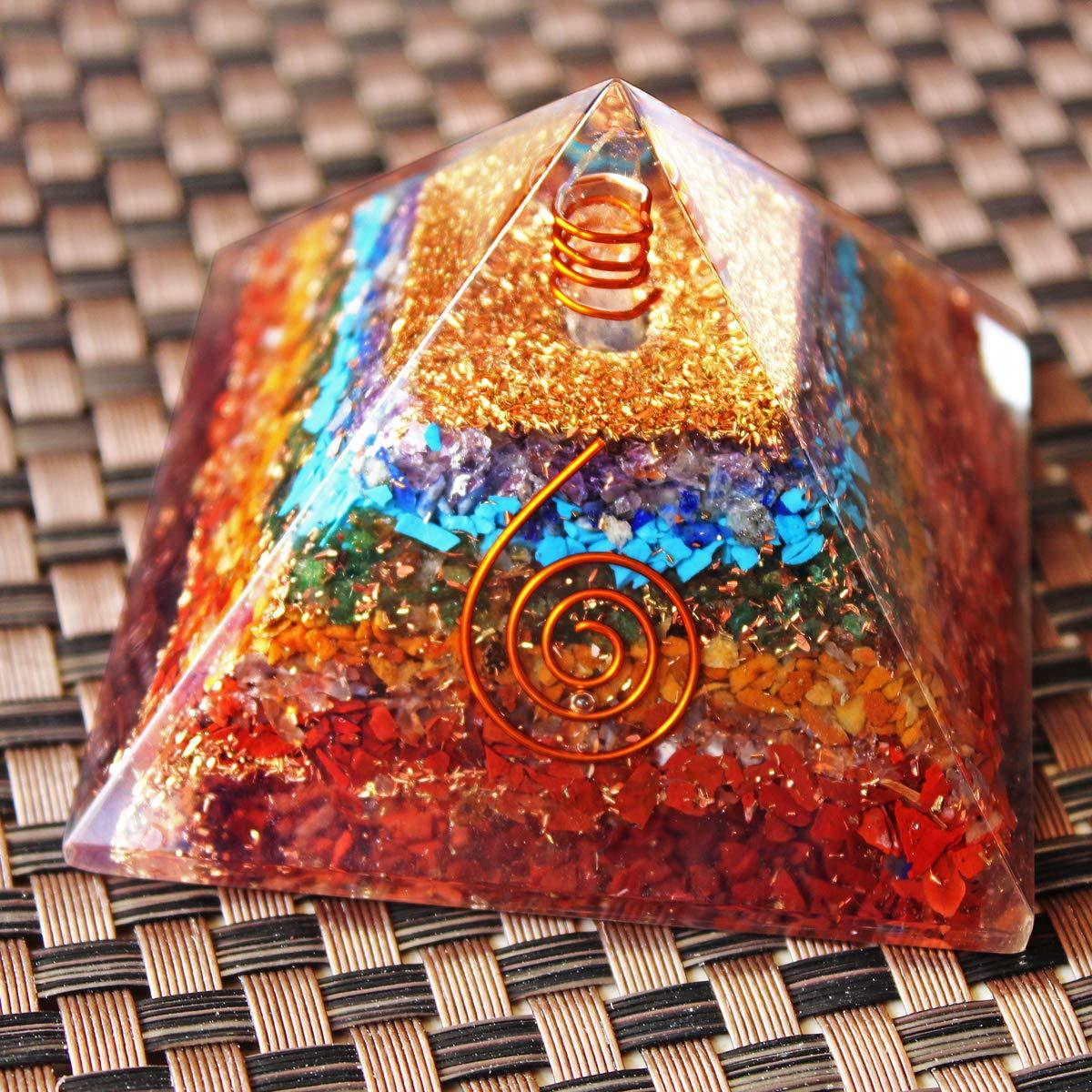 Shubhanjali Shubhanjali Reiki Stone Crystals Organite Seven Chakra Organ Pyramid,7 Chakra Organite Pyramid for Reiki Healing,Vastu,Meditation (Color : Multicolor)