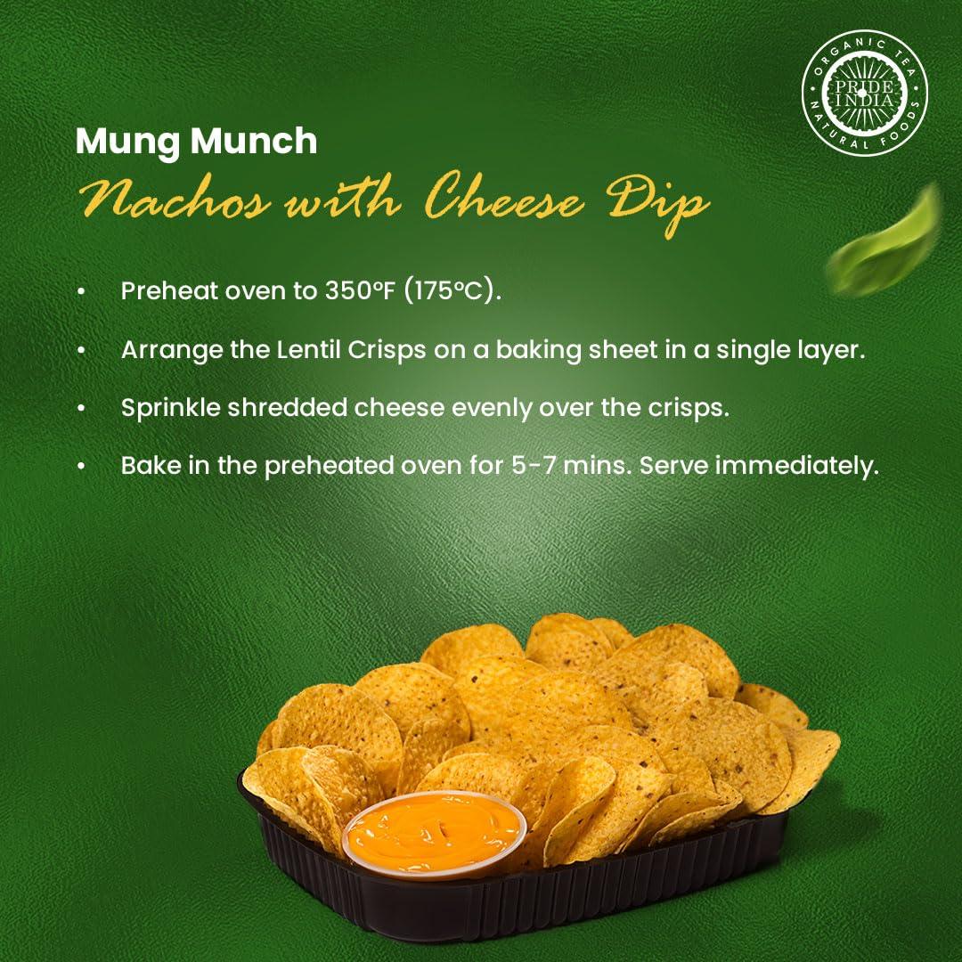 Pride Of India Bean Bites | Mung Munch Lentil Crisp 3.53 oz (100 g) | Healthy Poppadom Snack | Round Crunchy Crisps | Heat in Oven (Up to 60 secs) | Plant Based Protein, Vegan, Gluten-Free by Pride of India