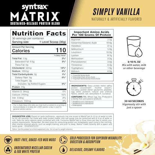 Syntrax Syntrax Nutrition Matrix, Sustained-Release Protein Blend, Simply Vanilla, 2 lb