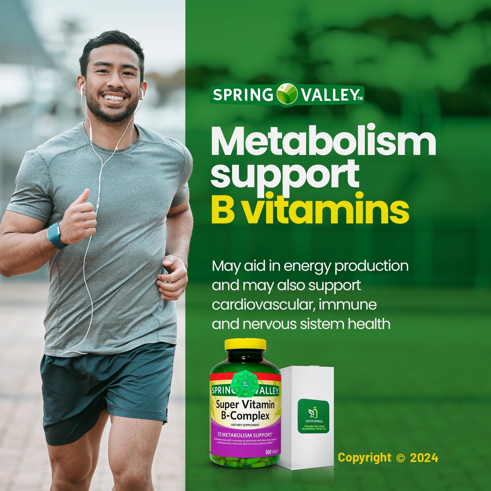 LightSpring Light Spring Super B-Complex Tablets (500 Count) Vitamin B6, B12, C,Thiamine, Biotin, No Gluten, Complete Dietary Supplement, Includes Light&Spring Guide, Energy & Immunity