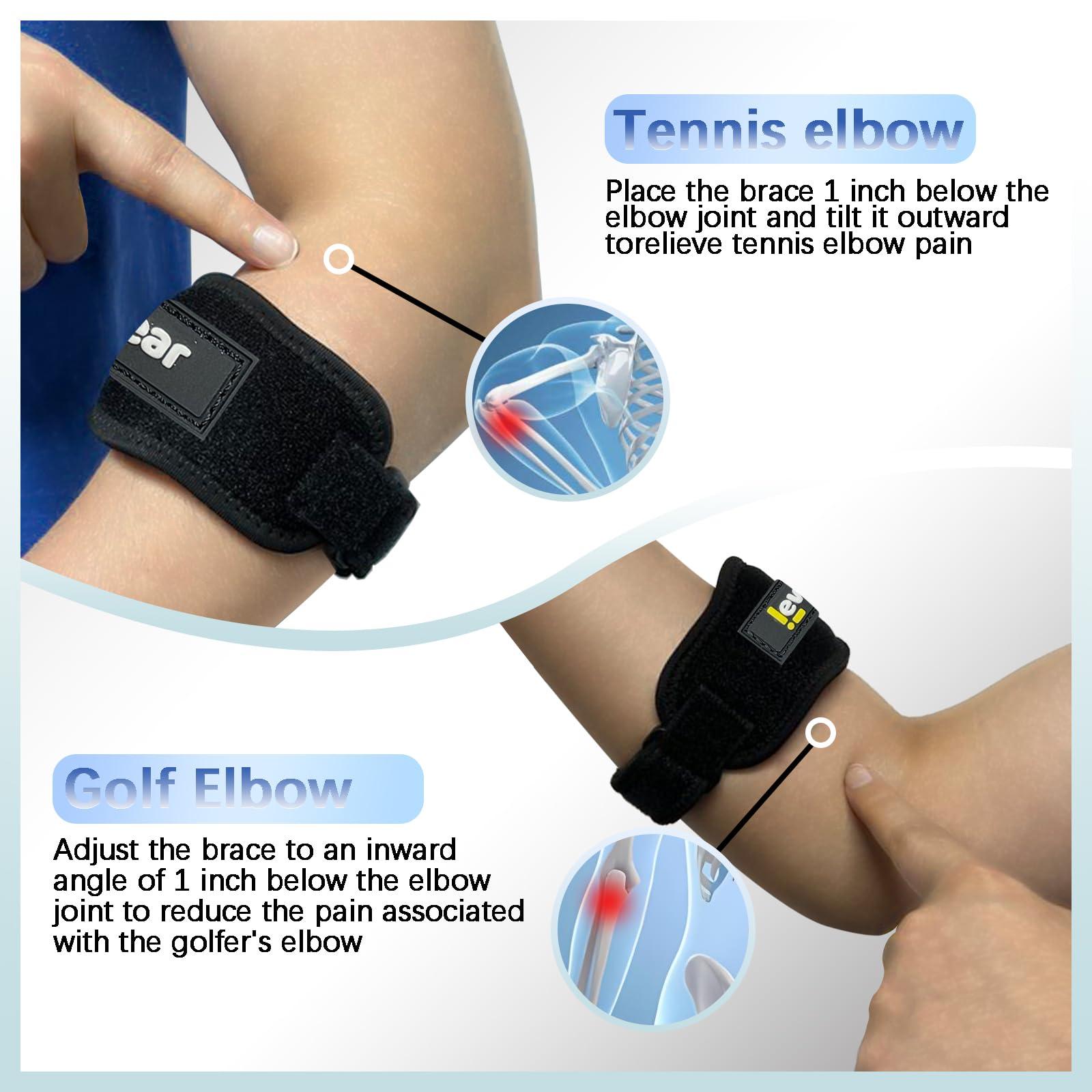 Beyio 2 Pack Elbow Brace, Tennis Elbow Brace for Men & Women, Adjustable Tennis Elbow Strap with Compression Pad for Tendonitis, Arm, Forearm, Tennis & Golfer\'s Elbow