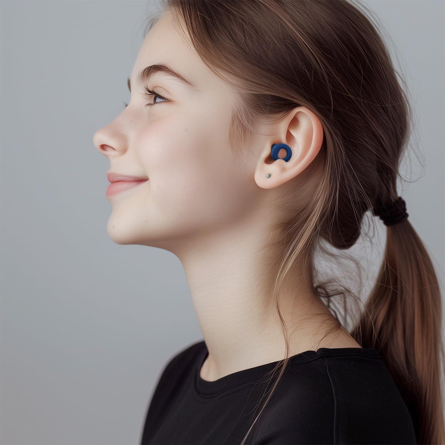 DPZZ Noise Canceling Earplugs for Sleep and Concentration New Flexible Earplugs for Better Attenuation 2 Pair Reusable Deal for Side Sleepers &Noise Sensitive Person 27dB Noise CancellationNavy Blue