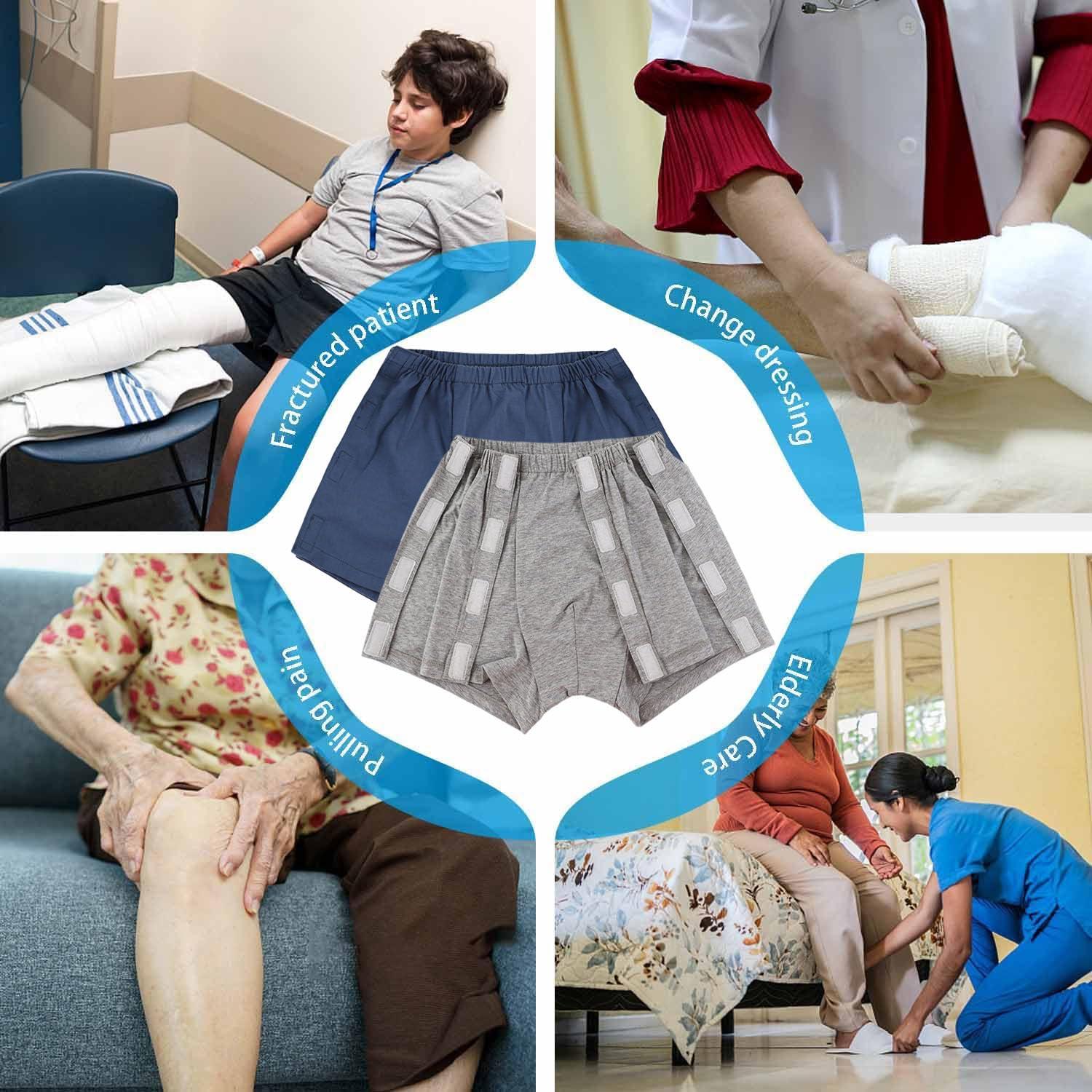 Lmaray 3 Pack Post Surgery Boxers for Men, Adaptive Underwears, Tear Away Underwear, Incontinence Stick-on Briefs