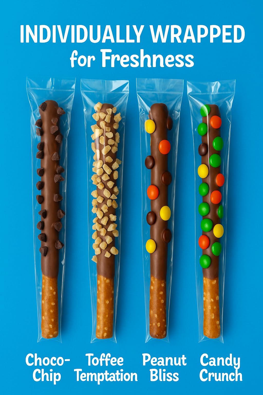 Generic Chocolate Pretzel Rods Assorted 20 Pack With Toppings