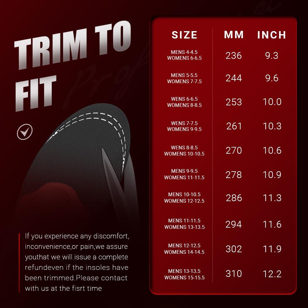 VALSOLE VALSOLE 220+ lbs Plantar Fasciitis High Arch Support Insole for Men Women,Heavy Duty Support Pain Relief Orthotics Insert,Relieve Flat Feet,High Arch,Foot Pain,Standing All Day Boot Work Shoe Insole