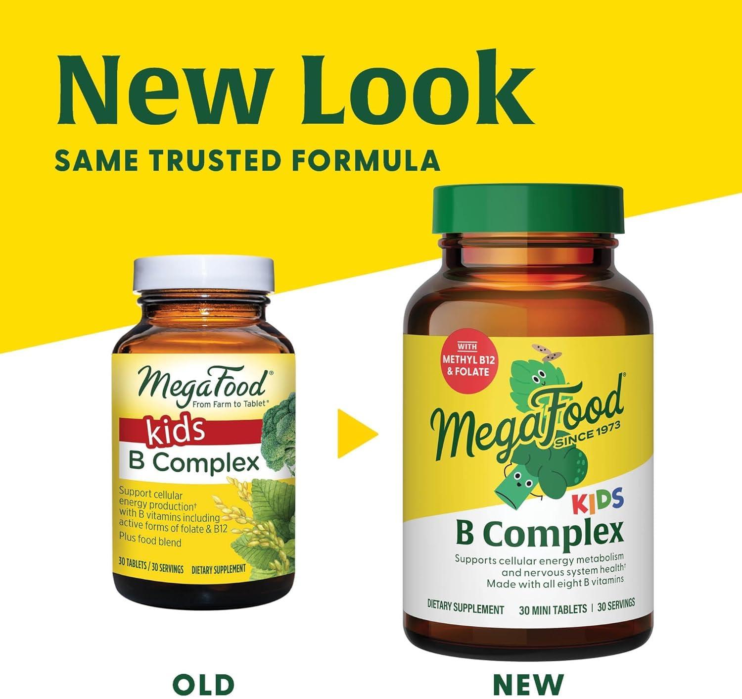 MegaFood MegaFood Kids B Complex - B Complex Vitamin Supplement, 8 B Vitamins - Vitamin B6, Vitamin B12, Folate, Biotin & More, Supports Cellular Energy Production, Vegetarian, Gluten Free 30 Mini Tablets