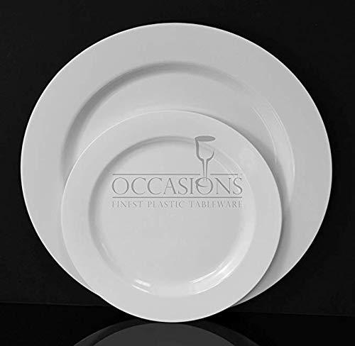 OCCASIONS FINEST PLASTIC TABLEWARE \" OCCASIONS \" 60 Plates Pack, Heavyweight Disposable Wedding Party Plastic Plates (10.5\'\' Dinner Plate, Plain White)
