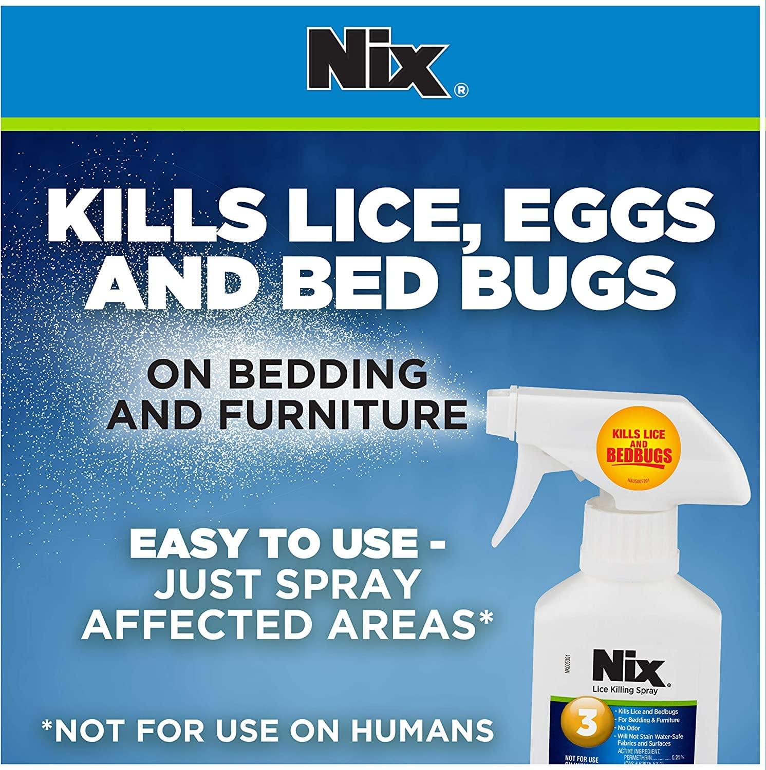 Nix Nix Lice & Bed Bug Killing Spray for Home, Bedding & Furniture, 5 fl oz. (Pack of 3)