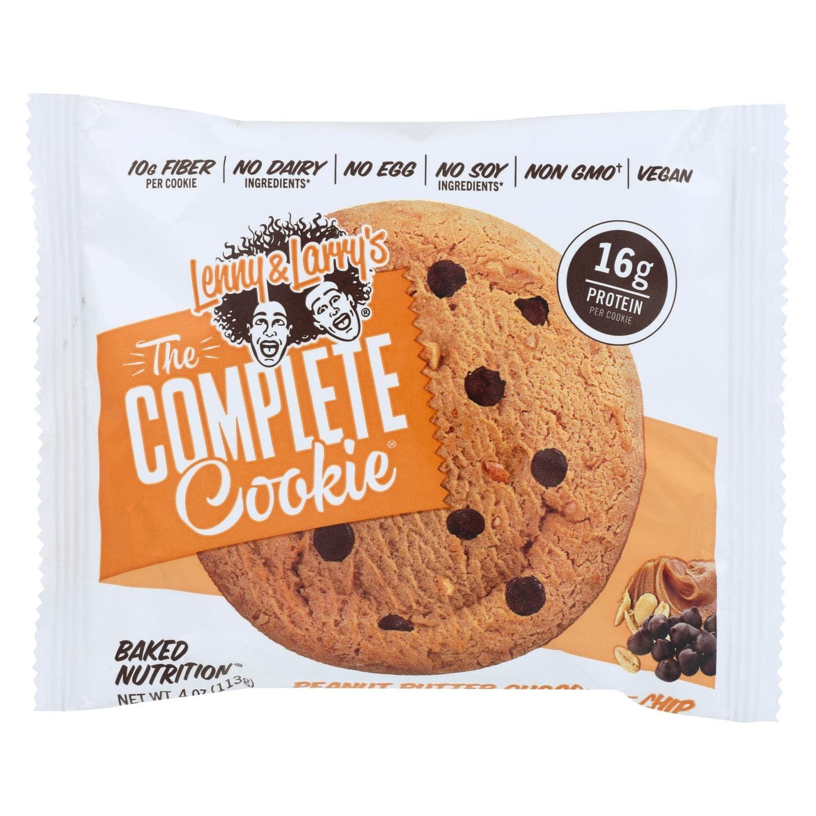 Lenny & Larry's Lenny & Larry\'s The Complete Cookie, Peanut Butter Chocolate Chip, Soft Baked, 16g Plant Protein, Vegan, Non-GMO, 4 Ounce Cookie (Pack of 12)