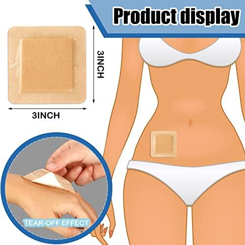 Nuanchu 15 Pieces Bordered Silicone Adhesive Foam Dressing Square Dressing with Border Adhesive Patches Shower Waterproof Patch Breathable Wound Bandage (3 x 3 Inch)