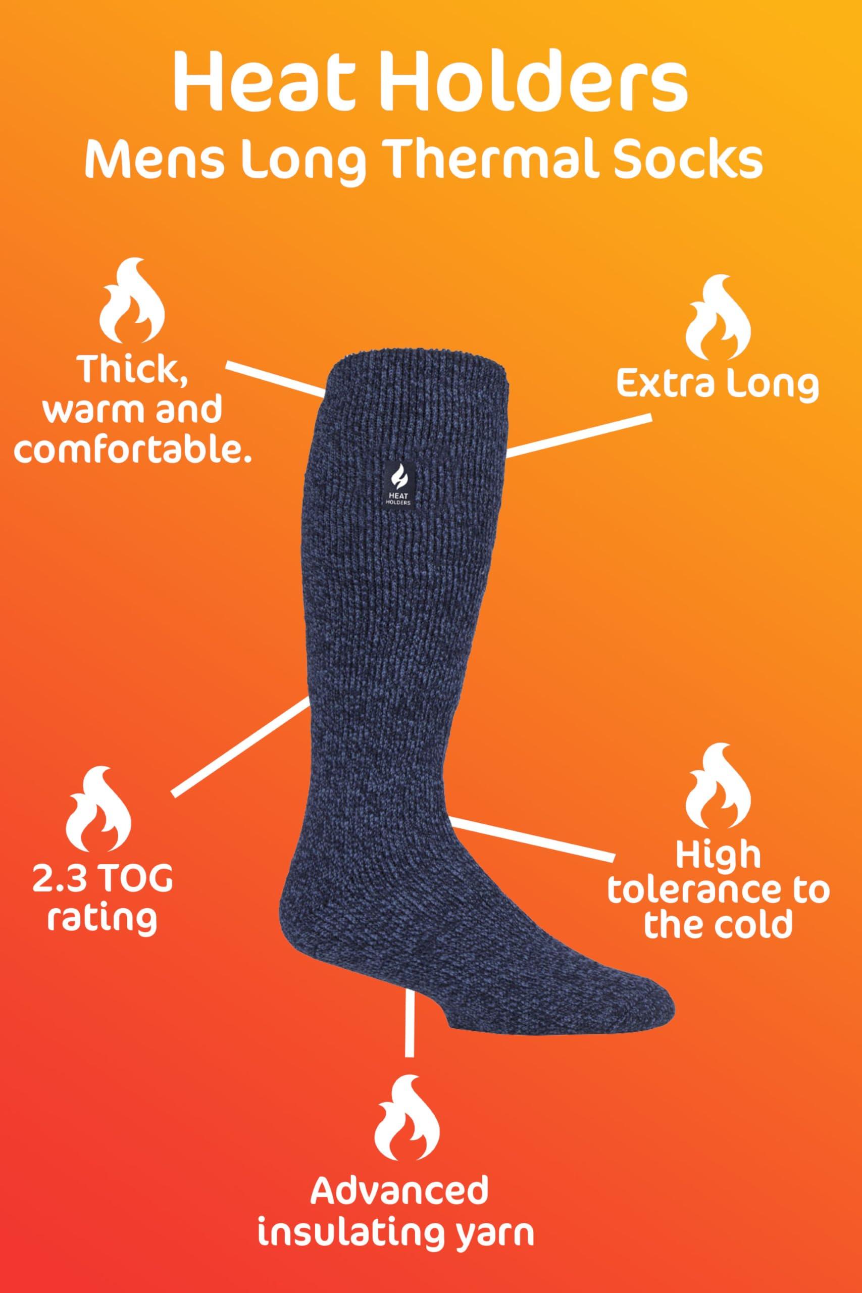 HEAT HOLDERS Heat Holders Mens Original Extra Long Thermal Socks Size 7-12 Us (Charcoal Gray)