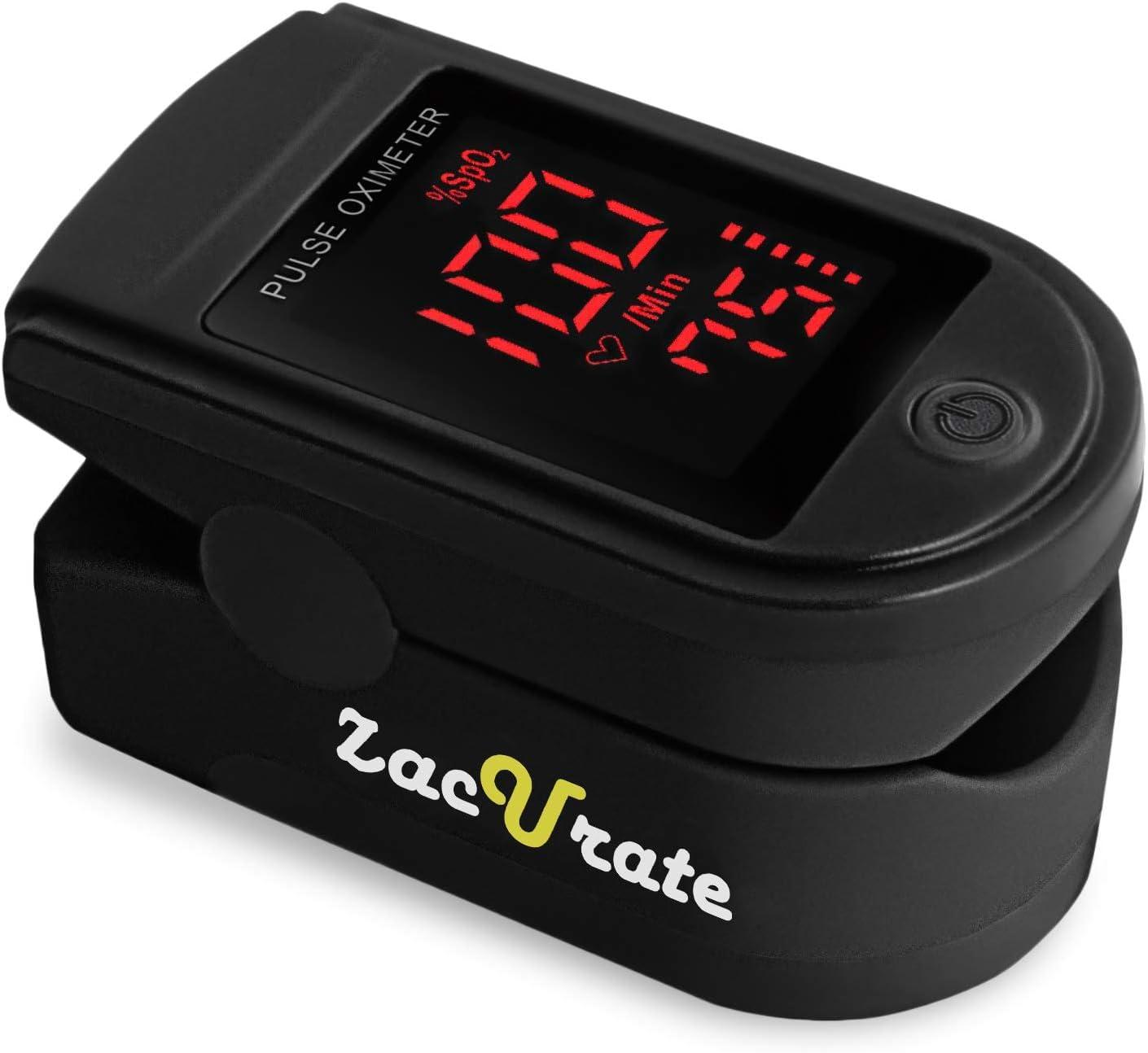 Zacurate Zacurate Pro Series 500DL Fingertip Pulse Oximeter Blood Oxygen Saturation Monitor with Silicone Cover, Batteries and Lanyard (Royal Black)