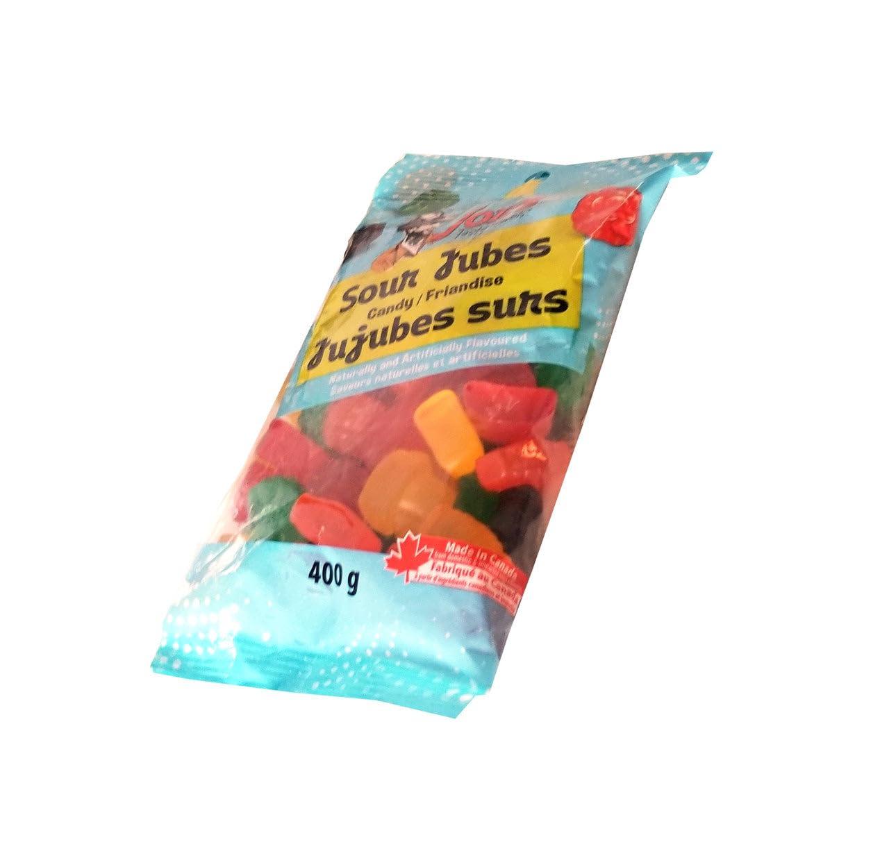 Down Right Healthy Foods L.P. Joe\'s Tasty Travels, Sour Jubes Candy, 400g/14 oz. Bag (Imported from Canada)