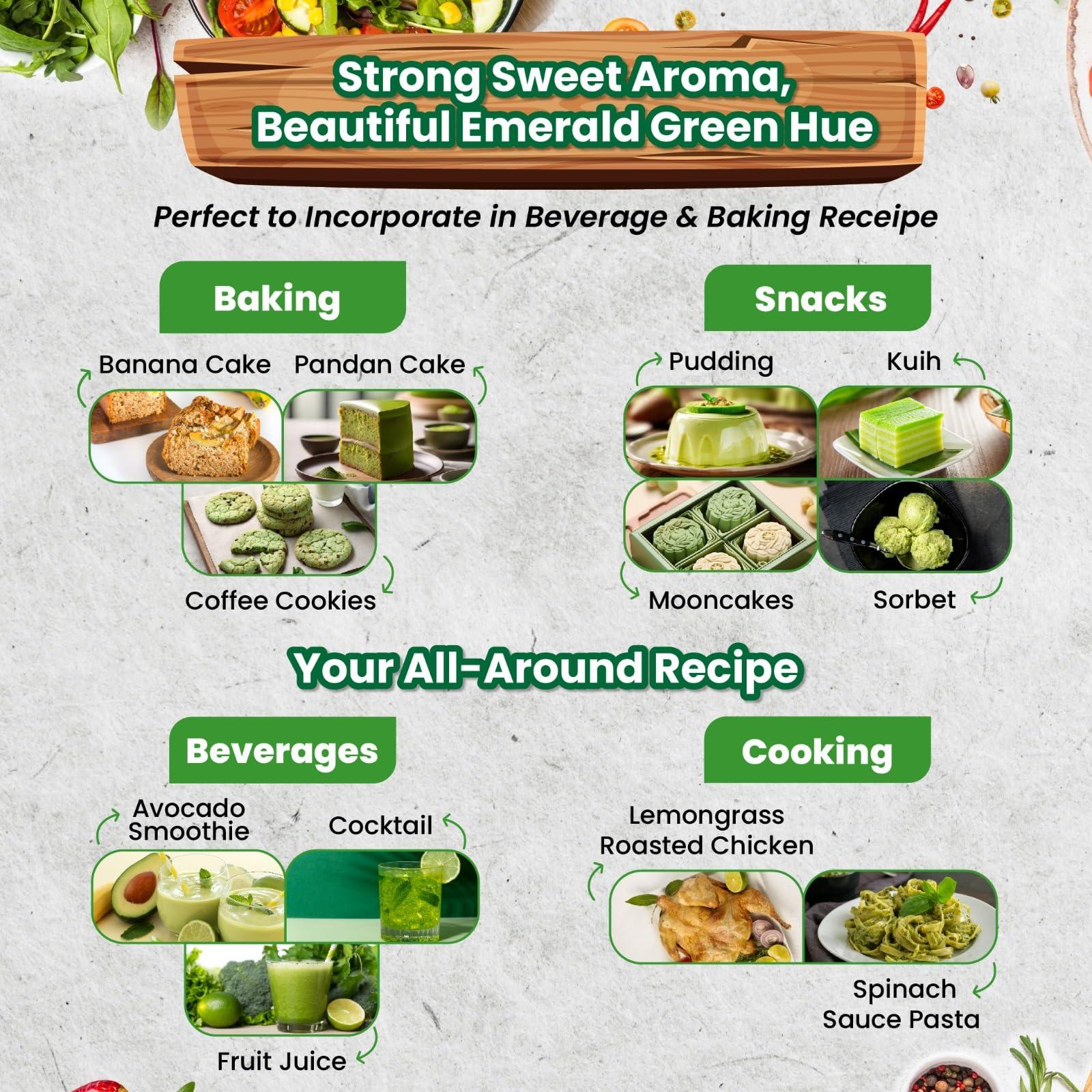 Bio Nutricia Extract Pandan Extract Concentrate for Bakery & Beverage | Standardized Plant Extract of the East, Fresh Natural Asian Gourmet Flavoring Ingredient (60g)