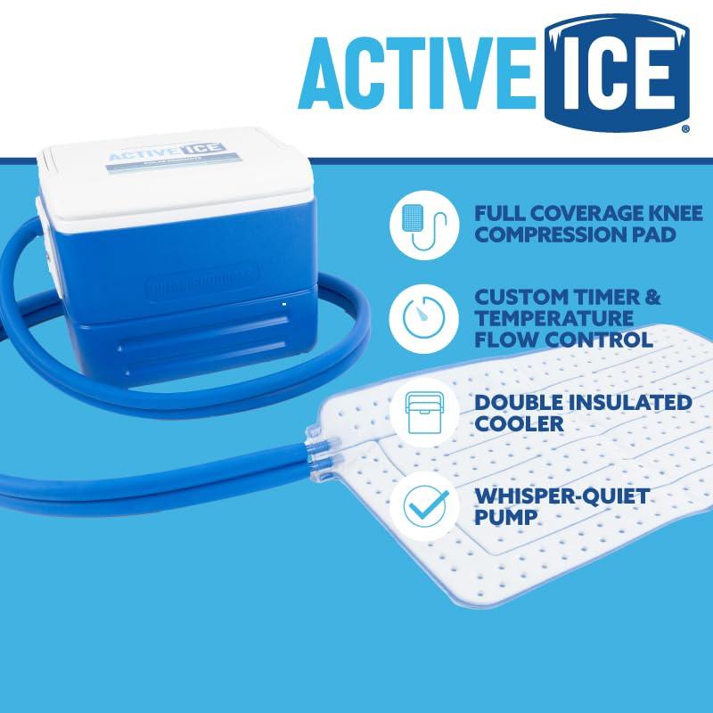 Polar Products Polar Active Ice 3.0 | 9 QT Cold Therapy Ice Machine | Programmable Timer | Full Circumference Knee Pad | Cryotherapy Pain Relief System | Ace Bandage Style Compression