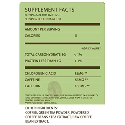 Fine USA Fine USA Green Tea & Coffee | Clean Energy & Focus | Boost Metabolism | Catechins & Chlorogenic Acid | Non-GMO | Drink Hot or Iced | 1.5g 30 Instant Packets