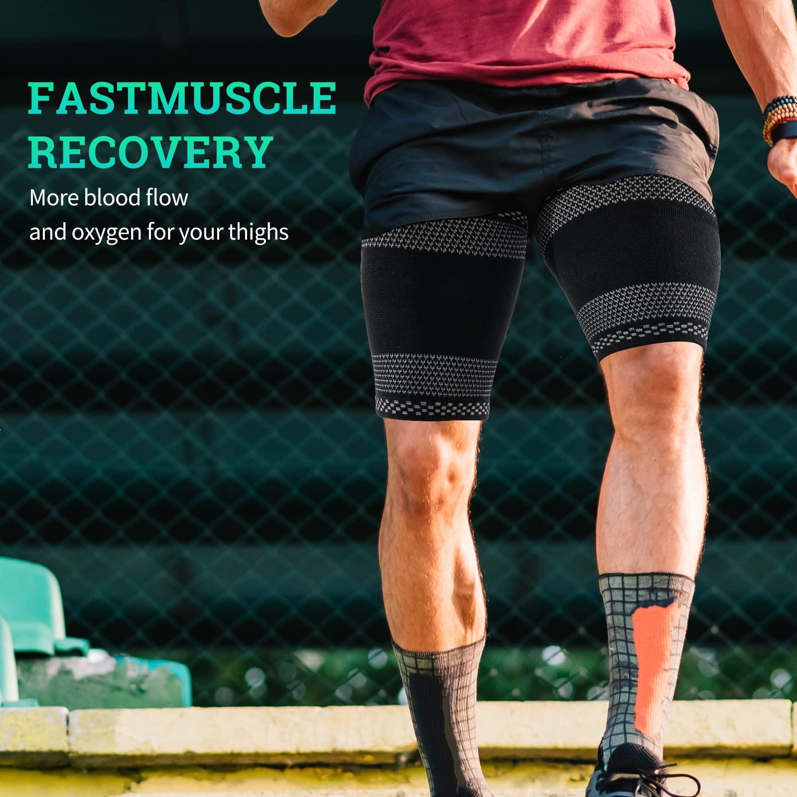 ABYON ABYON Thigh Compression Sleeves (Pair), Hamstring Compression Sleeve for Quad, Groin Pain Relief & Recovery, Thigh Brace Anti-Slip Upper Leg Sleeves for Men and Women, Thigh Support for Running