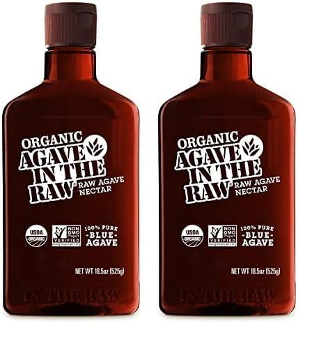 IN THE RAW Organic Agave Nectar Sweetener, Blue Agave Syrup - Vegan, Gluten-Free, Low Carb Sugar Substitute for Baking & Drinks (Pack of 2)