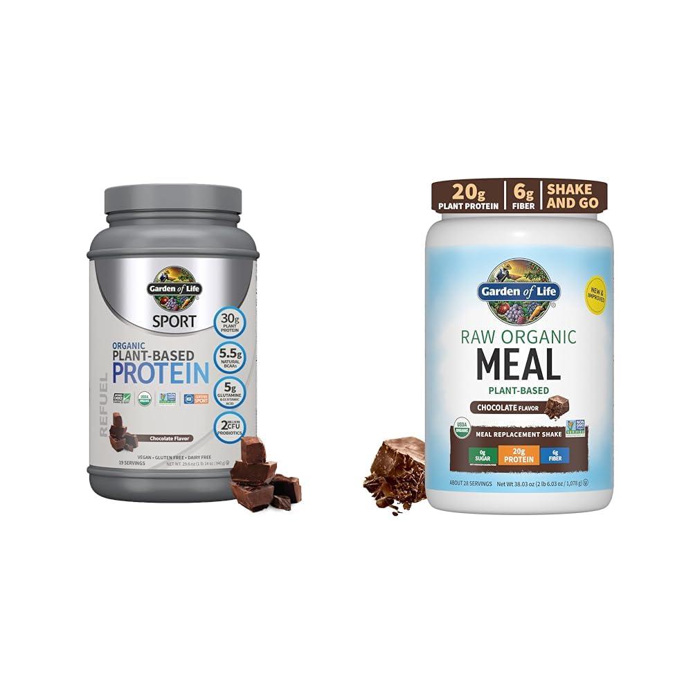 Garden of Life Garden of Life Organic Vegan Sport Protein Powder, Chocolate - Probiotics & Raw Organic Meal Replacement Shakes