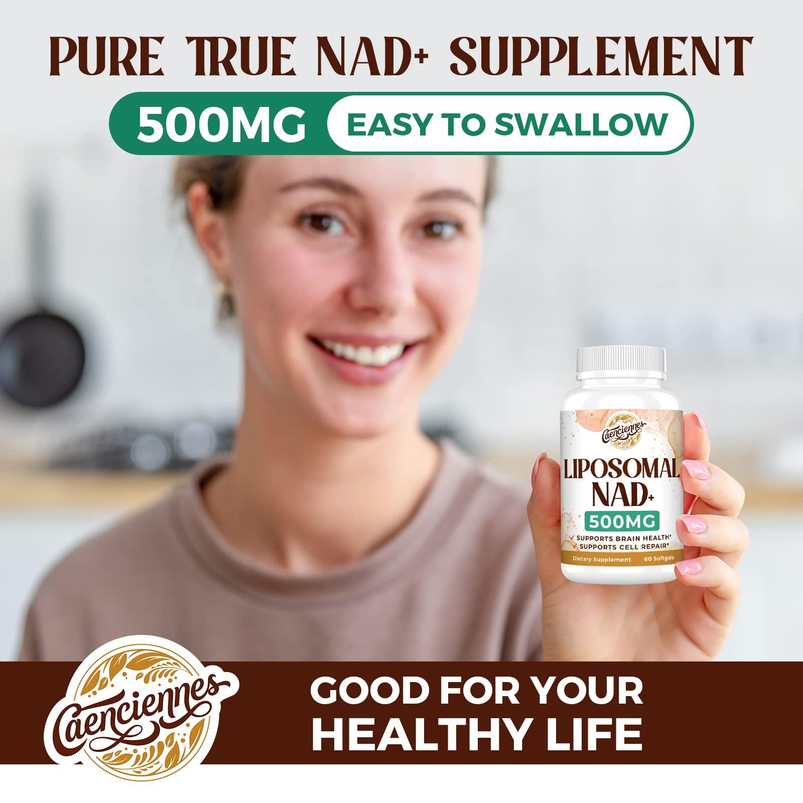 Caenciennes Liposomal NAD+ 500 MG Supplement, True NAD Plus Supplement, Superior Absorption, Boost NAD+ More Efficient Than Nicotinamide Riboside for Cellular Energy, Healthy Aging, 120 Serving