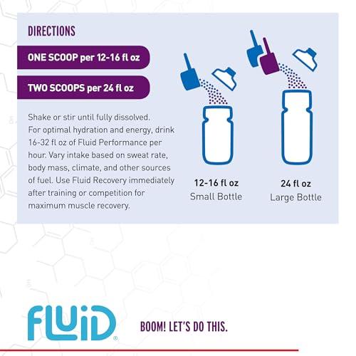 Fluid Fluid Performance - Low Sugar Endurance Fuel Sports Drink Mix with Electrolytes, All Natural Ingredients, Gluten-Free for Before or During Exercise (Blueberry Pomegranate, 30Serving)