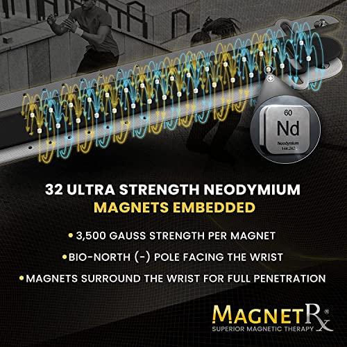 MagnetRX MagnetRX Magnetic Sports Bracelet Waterproof Silicone Bracelet with 32 Magnets Ultra Strength Wide Magnetic Bracelets for Men & Women (Grey | X-Large Size)
