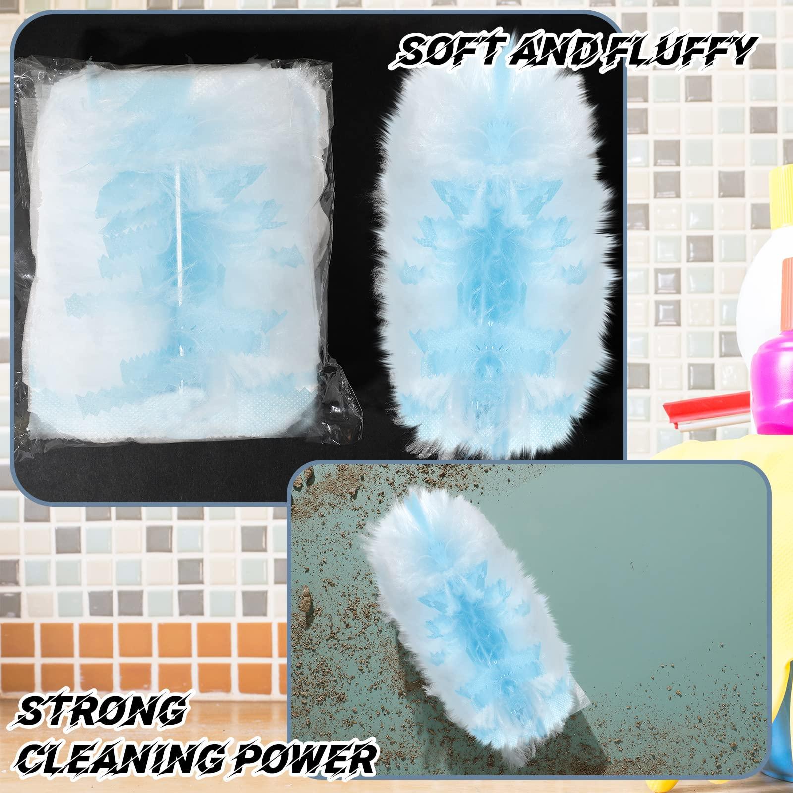 Vesici Vesici 150 Pcs Duster Refills Compatible with Swiffer Dusters Bulk Disposable Replacement Thickened with 1 Handle Heavy Duty for Cleaning, Office (Blue)