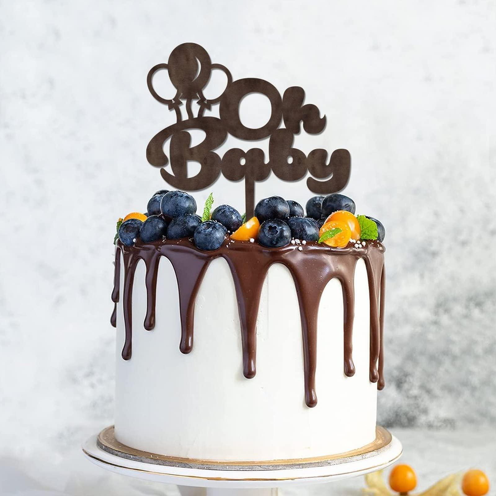 sanxnjana Wooden Baby Shower Baby Baptism Cake Topper Oh Babies Decorative Rustic Wood Cake And Cupcake Topper Cake Decoration for Newbaby Welcome Party Photo Booth Props Baby Birthday Party Decorations