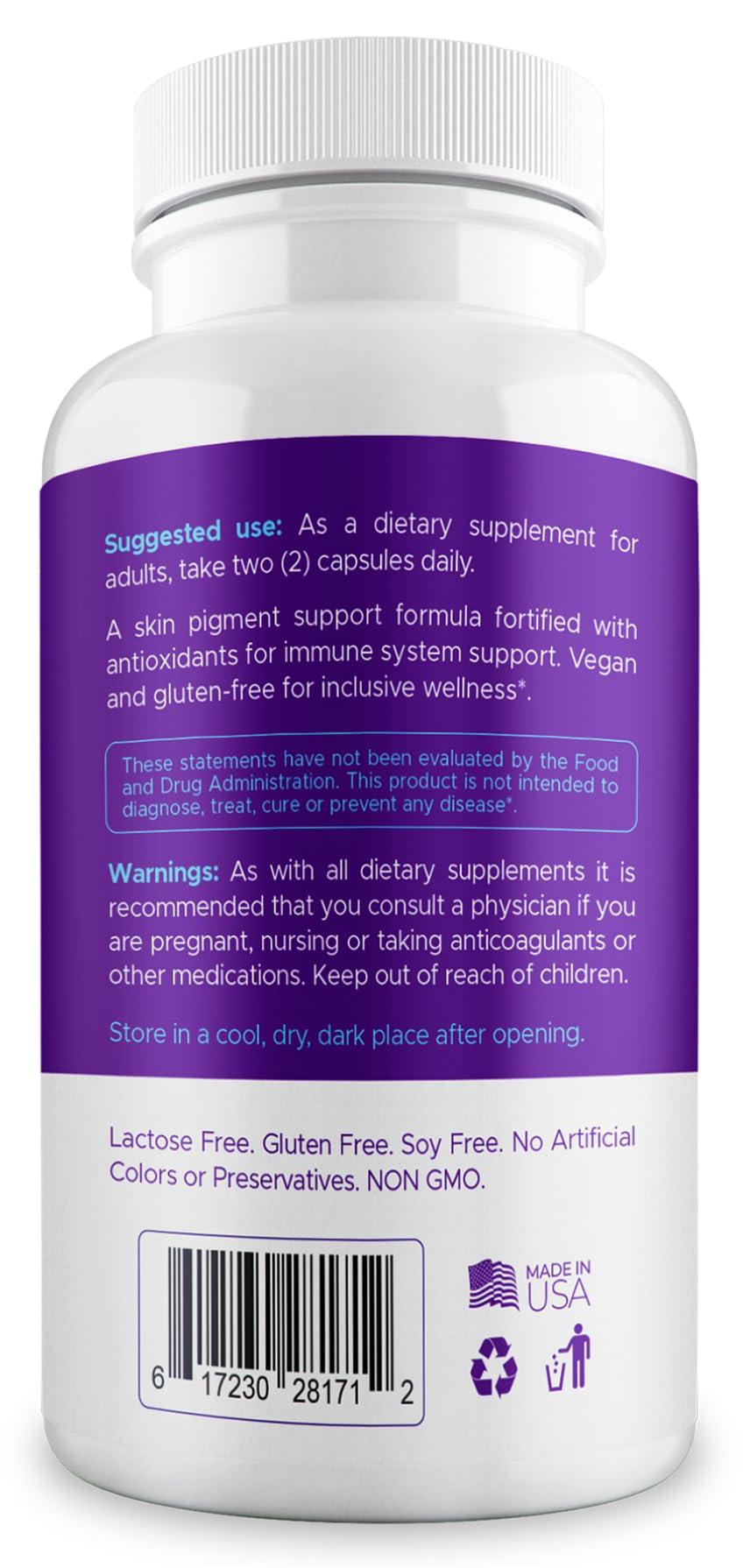 AURA VITAMINS AURA VITAMINS - Vitiligo Capsules 60 Count | 1 Month | Improve Skin Pigmentation Support and Reduce White Spots | Effective Vitiligo Supplement | Natural Solution for White Spots on Skin. (1)