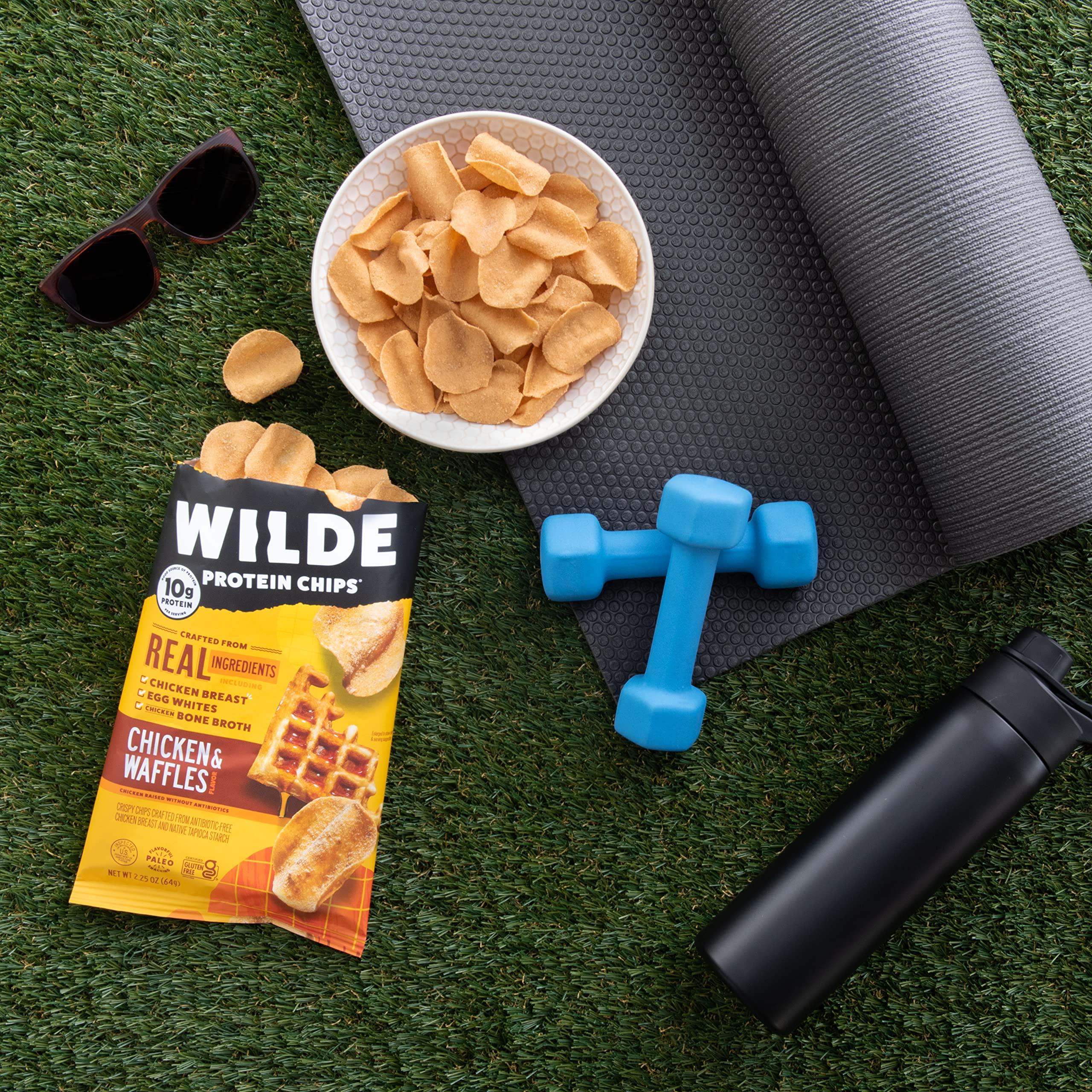 Wilde Chips WILDE Chicken & Waffles Protein Chips, Thin and Crispy, High Protein, Keto, Made with Real Ingredients, 1.34oz Bags (Pack of 8)