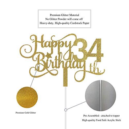 ALPHA K ALPHA K GG 34th Birthday Cake Topper, Happy 34th Birthday Cake Topper, 34th Birthday Party