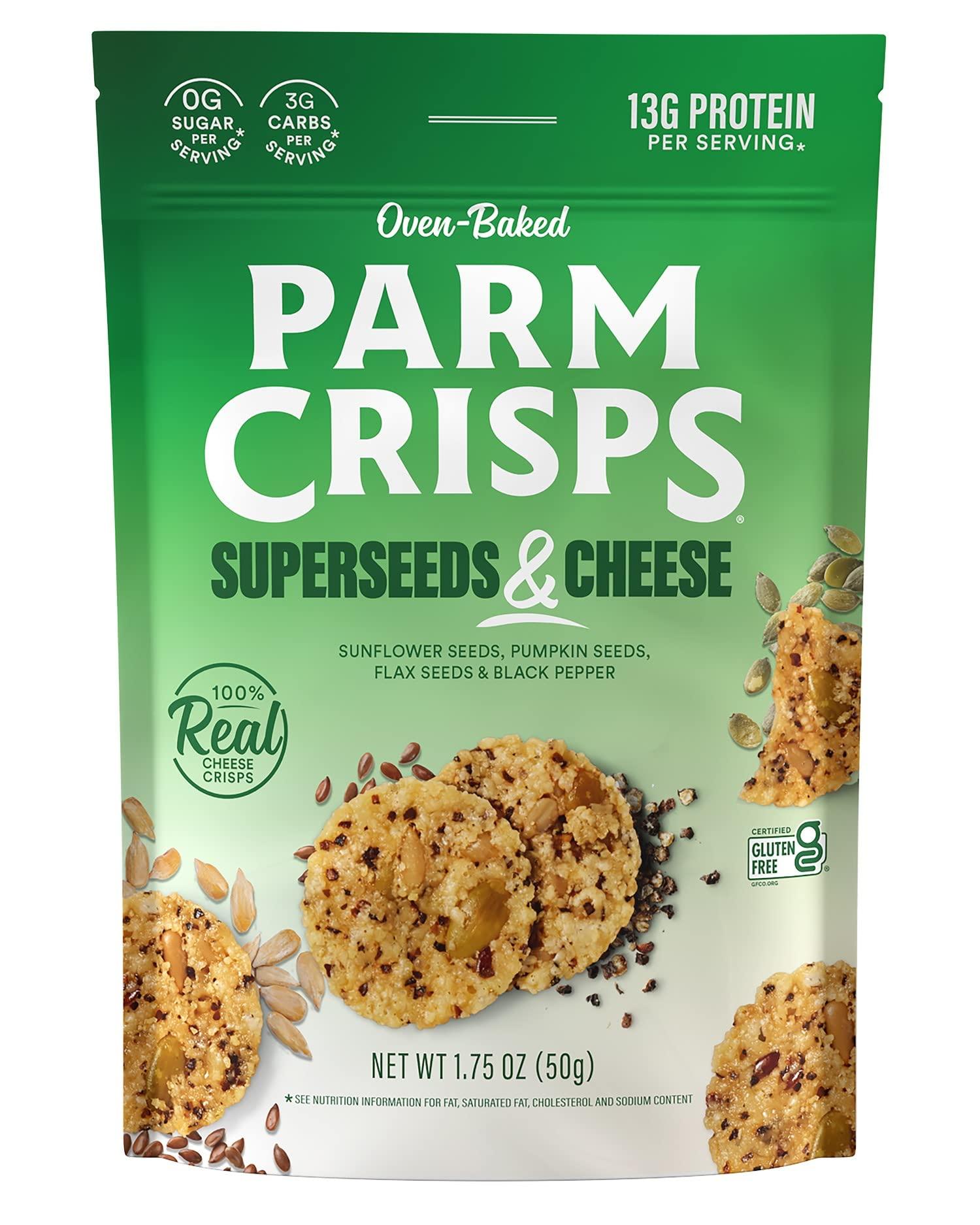 Parmcrisps Parm Crisps Snacks, Oven-Baked Superseeds & Cheese Snack, 1.75 oz (Pack of 12)