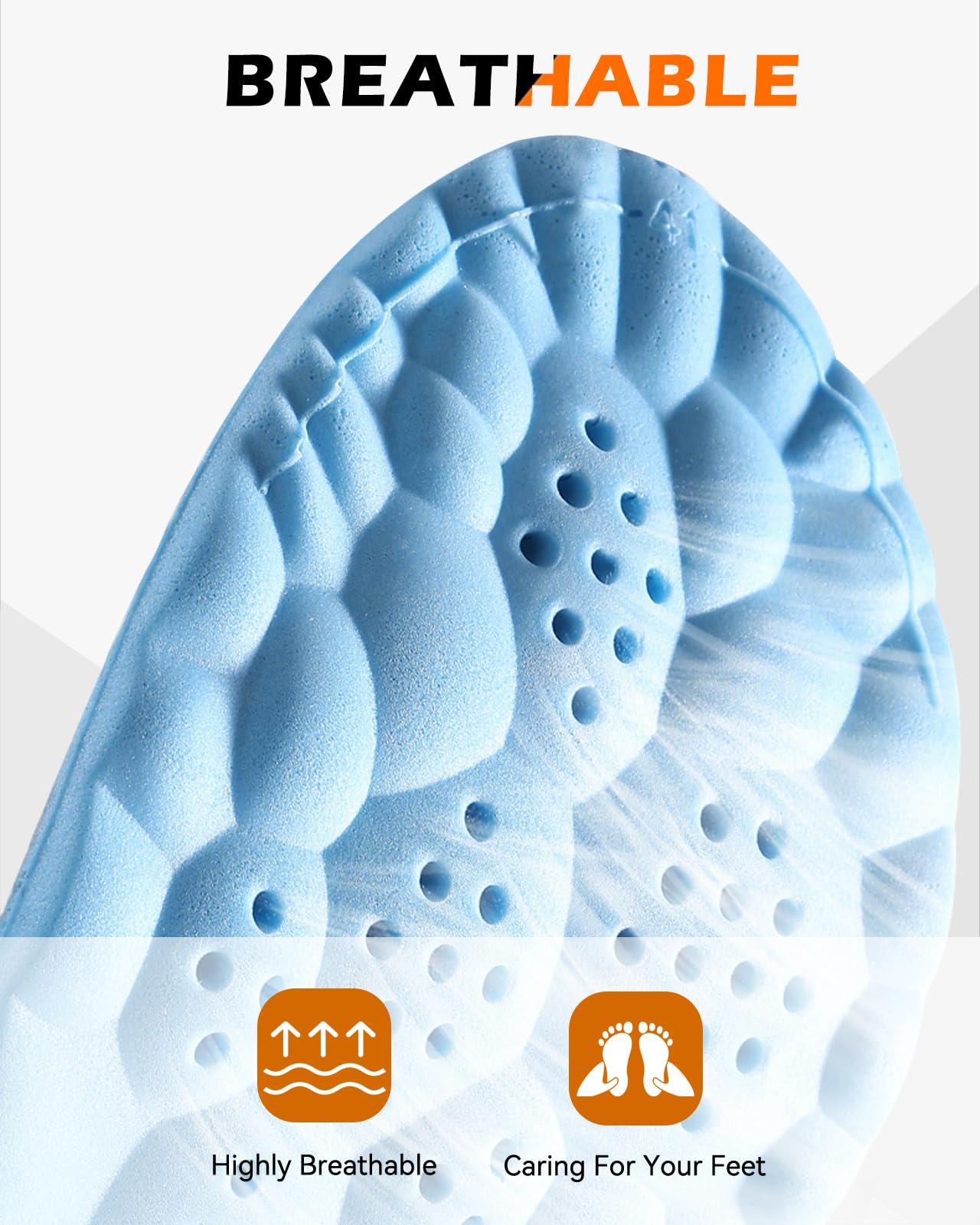 MINIQ Plantar Fasciitis Feet Insoles,Cloud Insole for Men & Women, Support Orthotics, Energizing Comfort Shoe Insert, Breathable & Sweat-Absorbent, Arch Support Insole(M [US M: 8-8.5/W: 9-10])