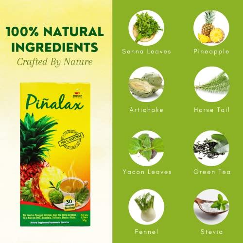 PIALAX PINALAX Pineapple Pia 100% Natural Blend Detox-Tea promotes digestion | Artichoke, Green Tea, Stevia, Yacon, Senna, Horsetail, and Fennel | 30 Tea Bags