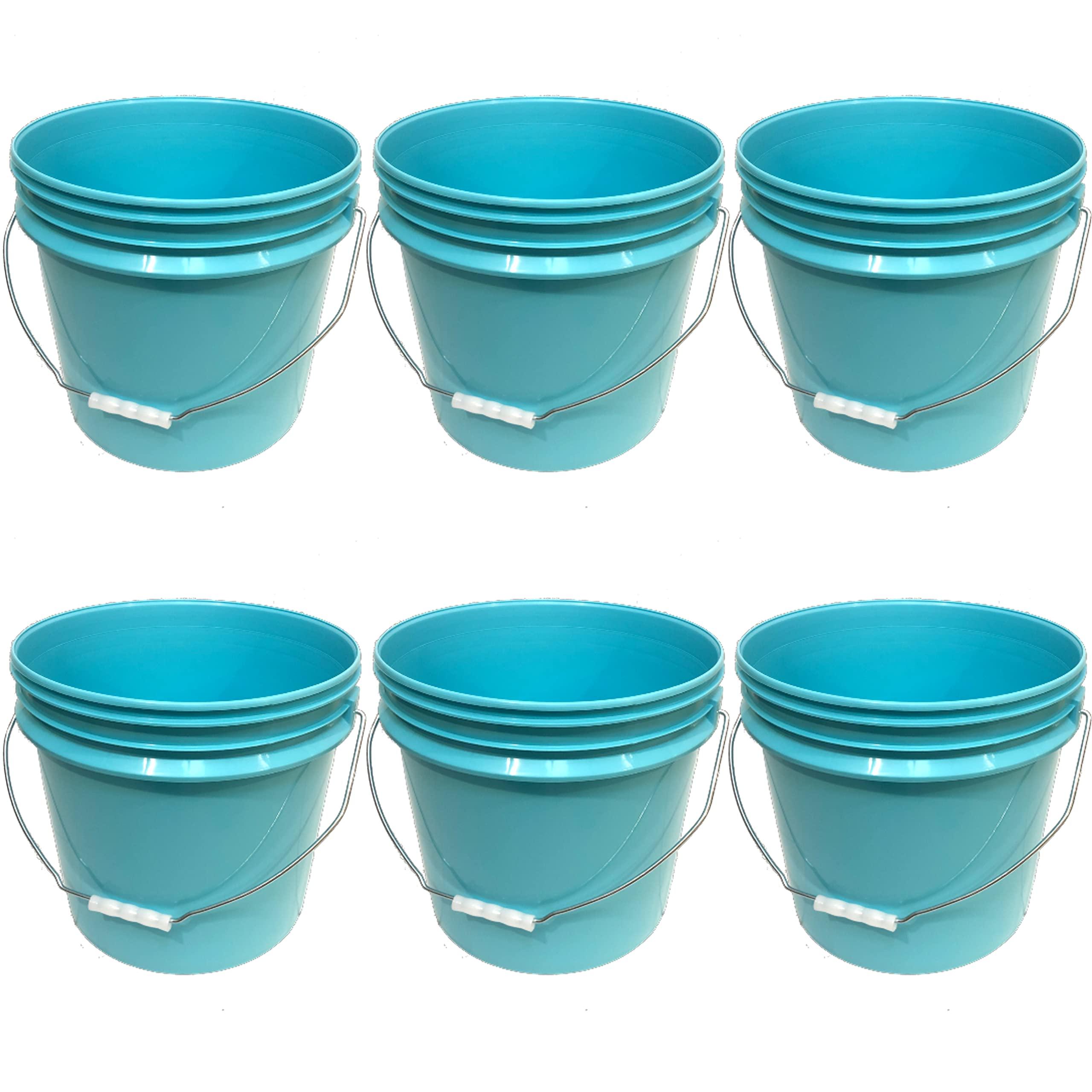 ISMART BUCKET 3.5 Gallon Bucket 6 Pcs Pack No Lid- Durable All Purpose Pail,Food Grade, BPA Free Plastic (Aqua, 6)