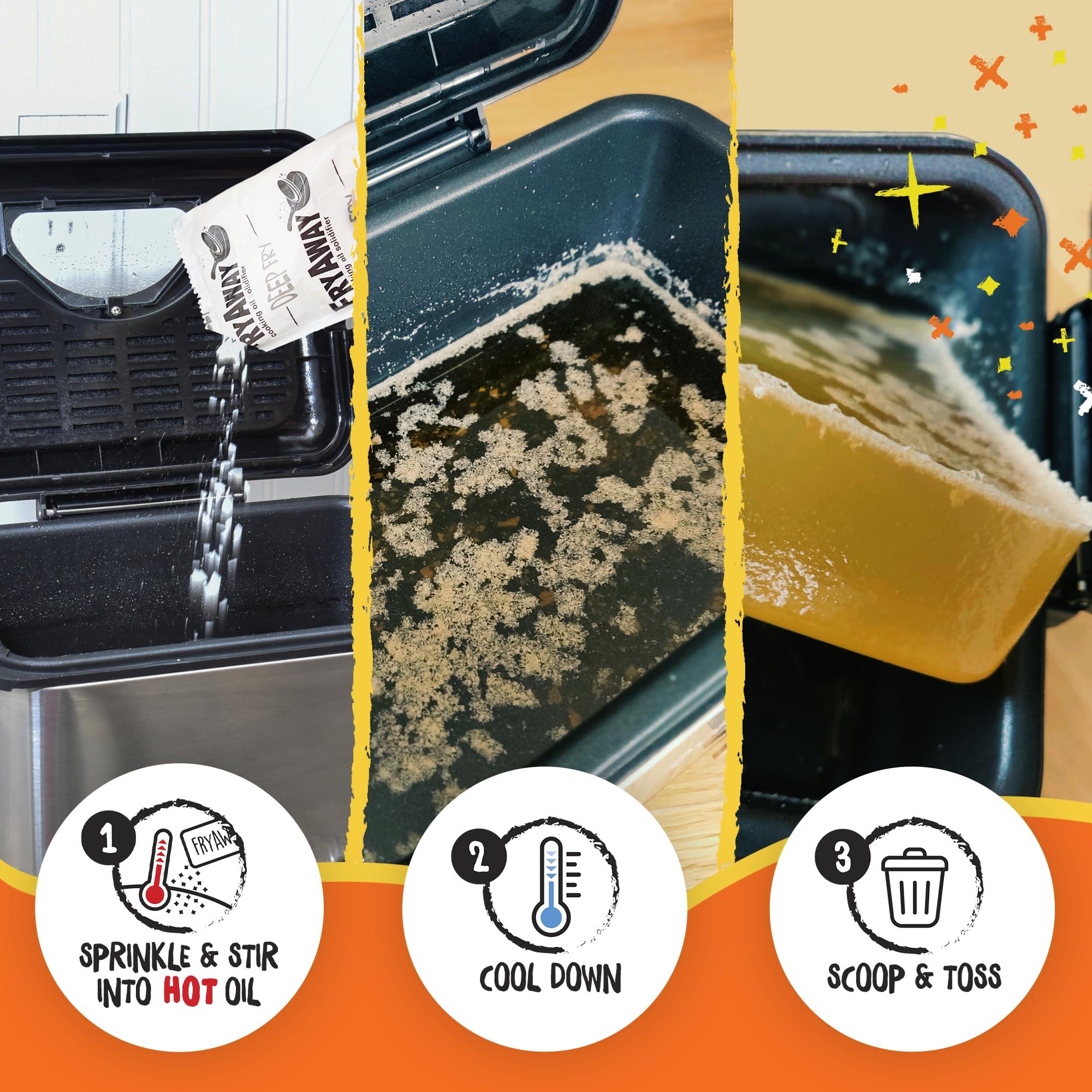 FryAway FryAway Deep Fry Cooking Oil Solidifier, As Seen on Shark Tank, Solidifies 1 Gallon of Oil - Plant-Based Powder, Transforms Oil to Solid, Mess-Free Cleanup and Disposal - Easy to Use, Made in US, Kosher.