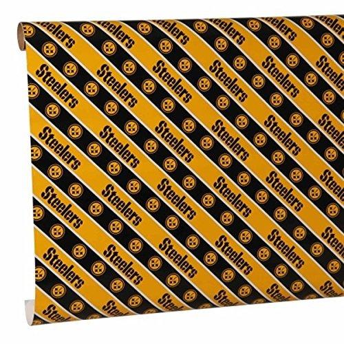 FOCO Pittsburgh Steelers Team Gift Wrapping Paper, 20 Sqft (2.5 Ft X 2.67 Yd) Holiday Christmas