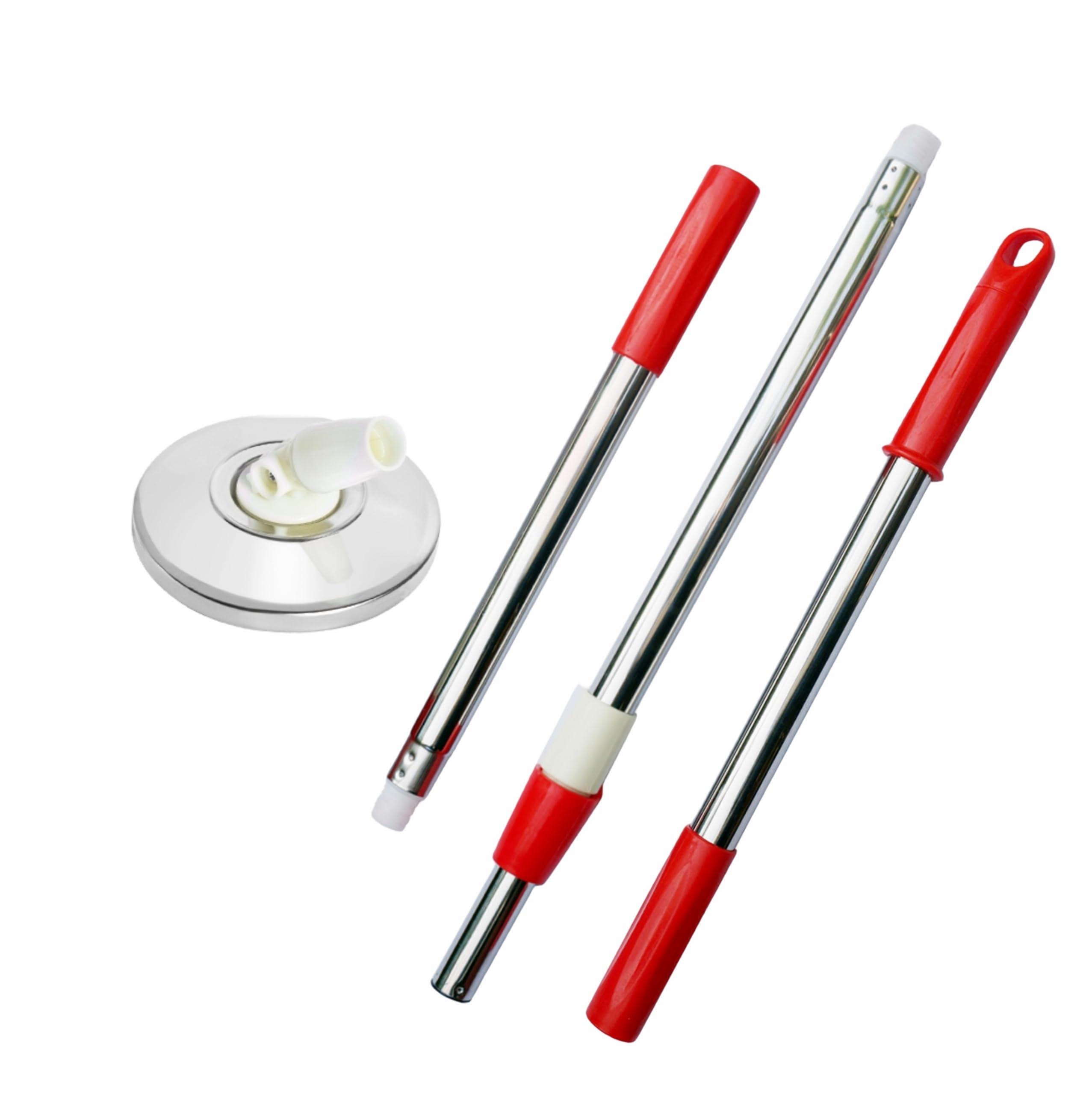 Oxherd Extended Stainless Steel Spin Mop Pole Handle Replacement Pole for Floor Mop 360 Degrees Home Floor Cleaning for Floor Mop 360 Degrees Home Floor Cleaning Scraper for Home Office (Red)