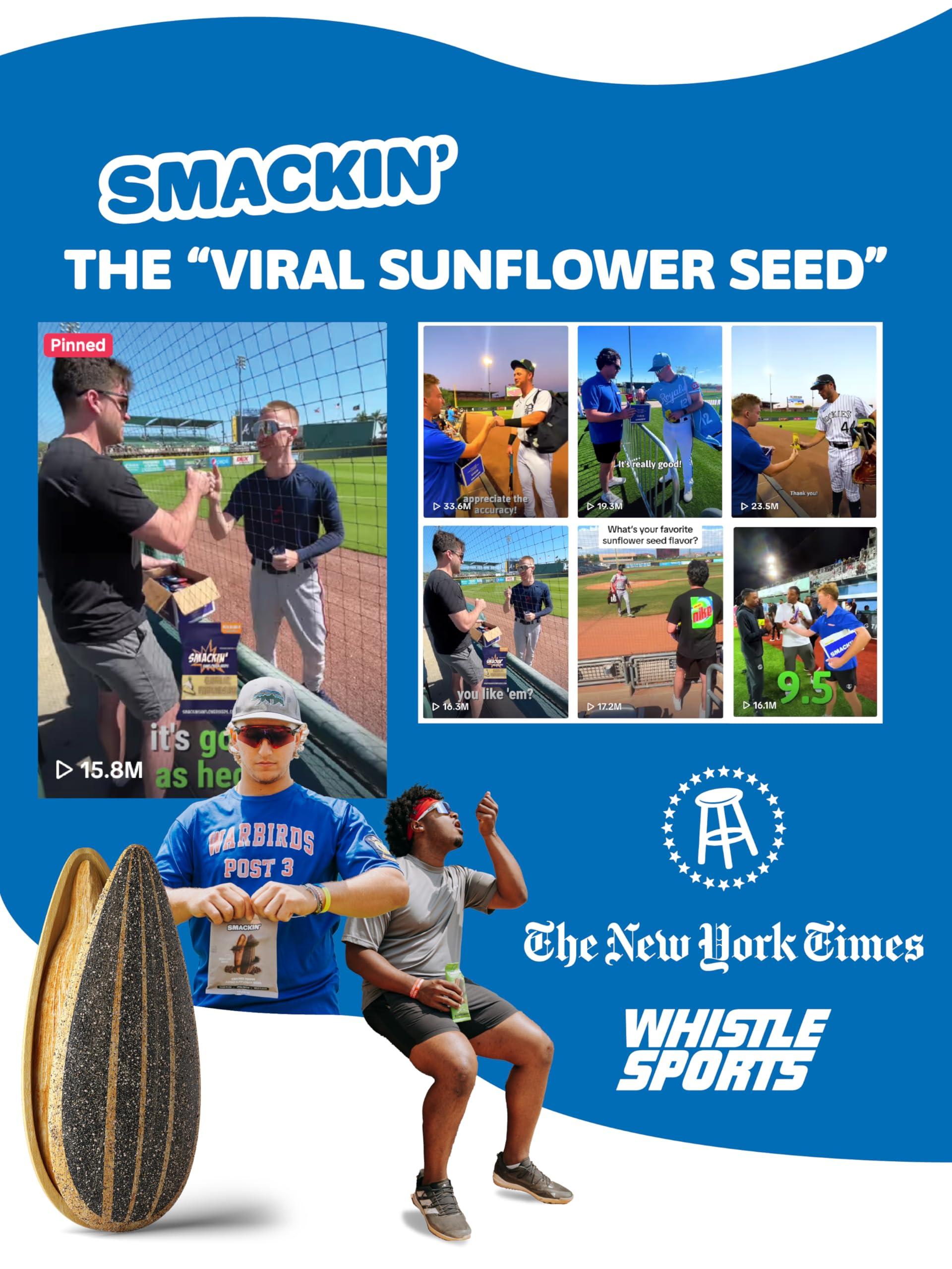 SMACKIN\' Sunflower Seeds SMACKIN\' Sunflower Seeds, Roasted Jumbo Small-Batch, American Made - Cinnamon Churro. 4oz bags (12 Pack)